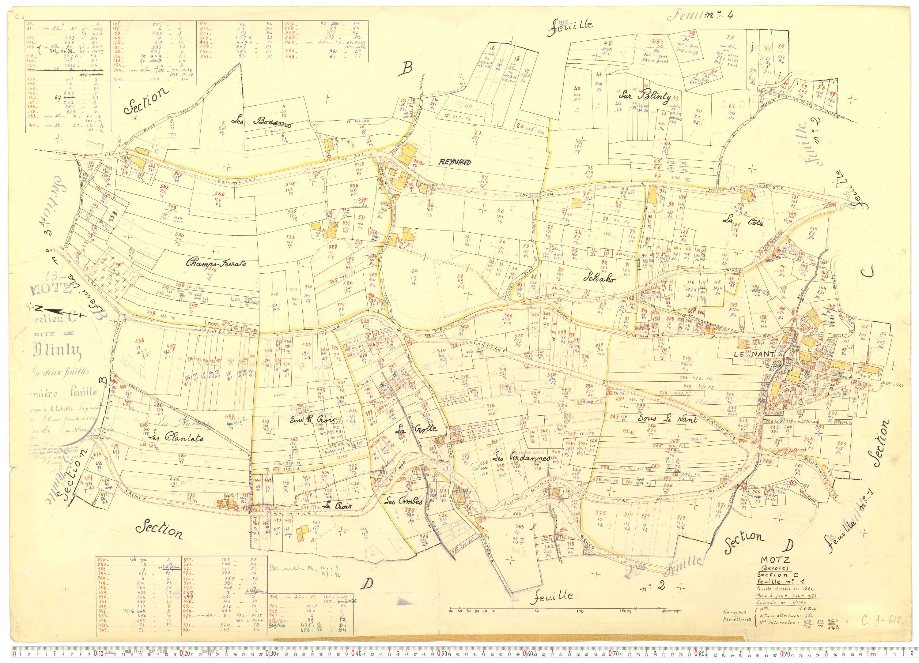 Motz - Cadastre rénové, version de travail (1971).