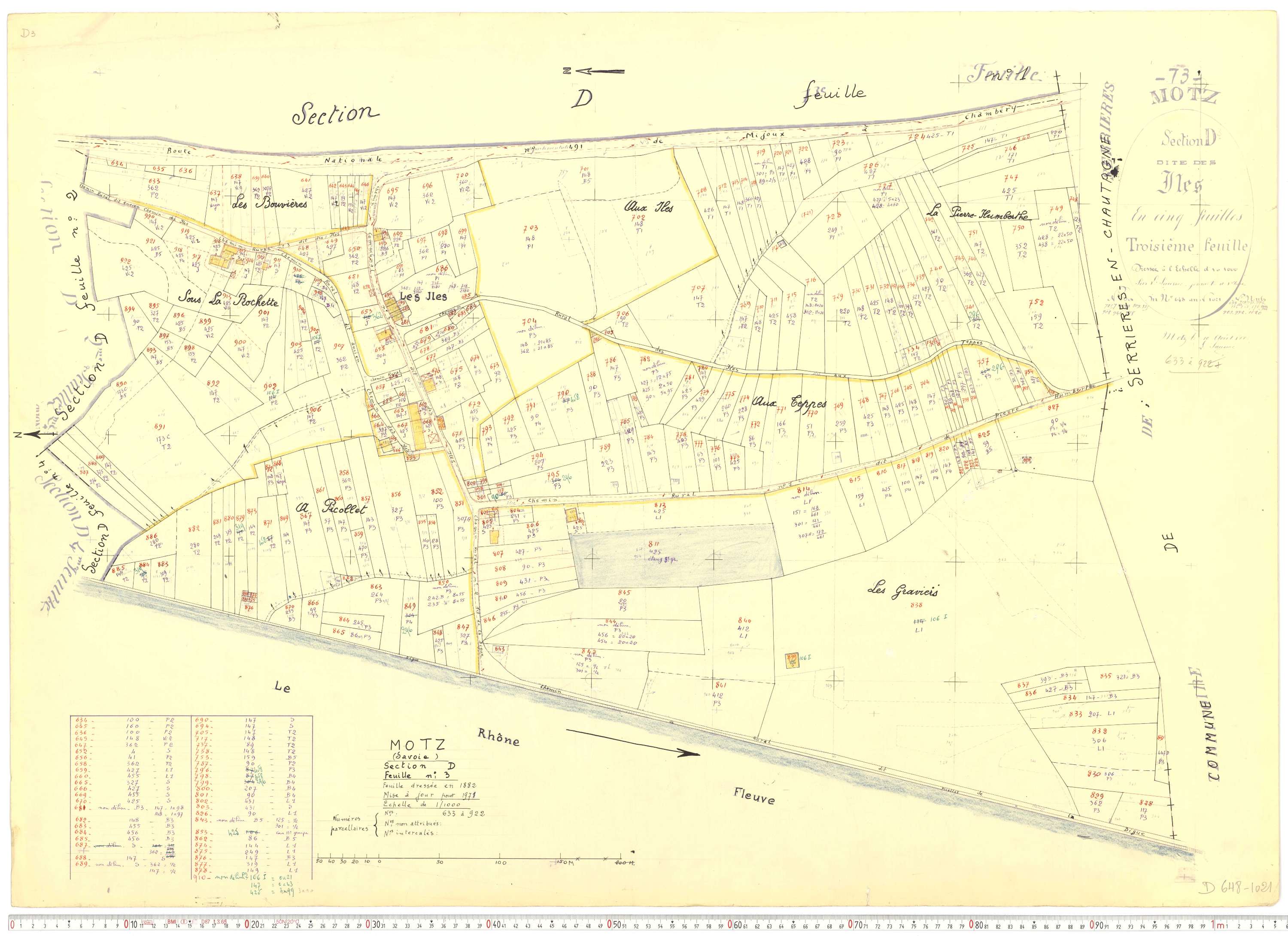 Motz - Cadastre rénové, version de travail (1971).