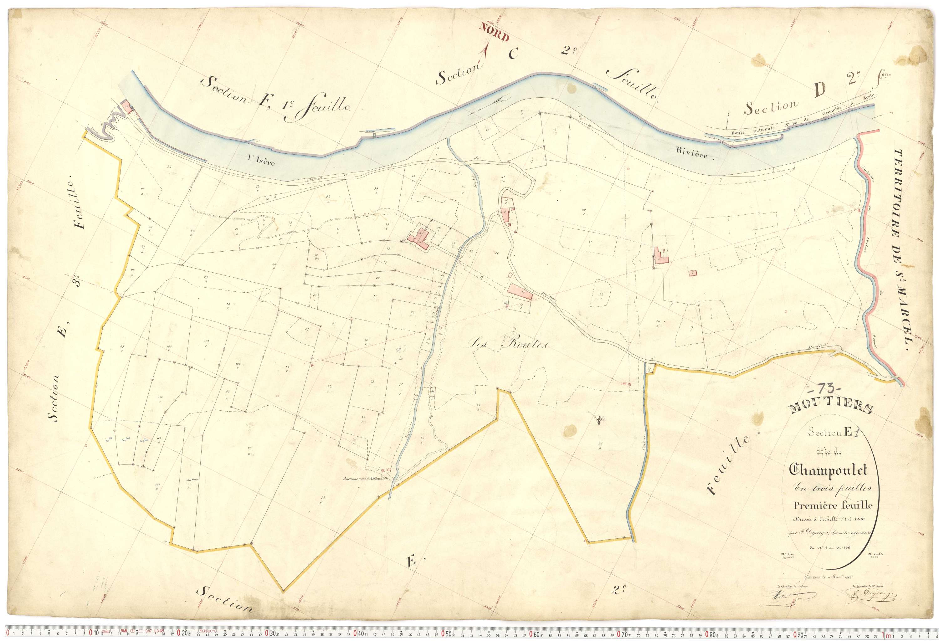 Moutiers - Plans cadastraux du premier cadastre français.