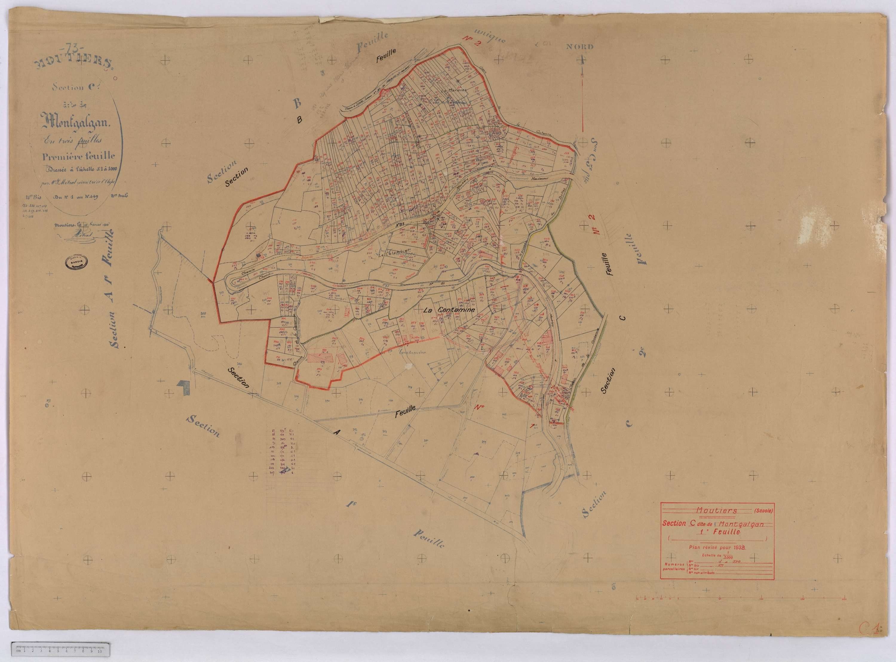 Moutiers - Cadastré rénové (1938) et remembré (1967).
