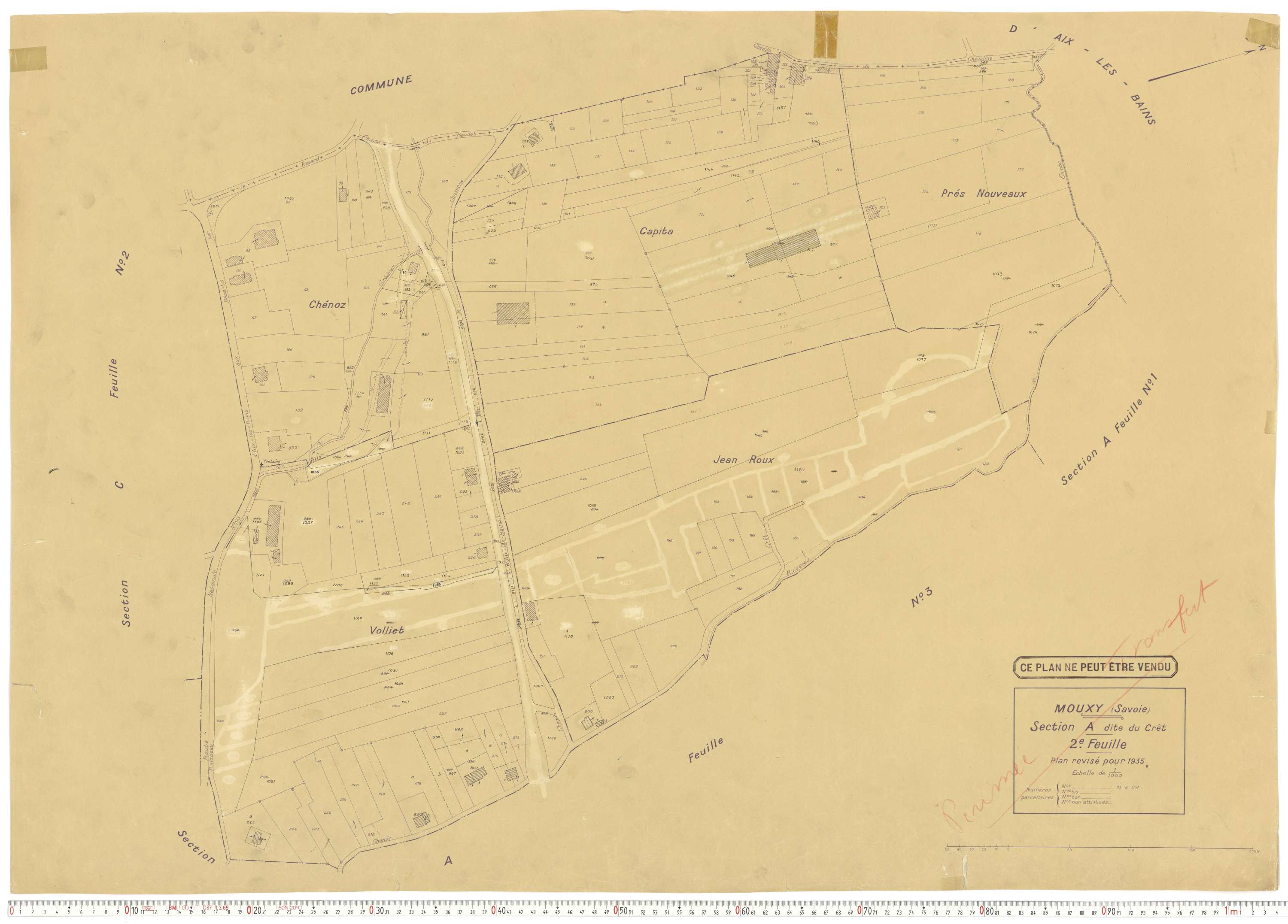 Mouxy - Plans cadastraux du cadastre rénové en 1956 et mis à jour en 1988.