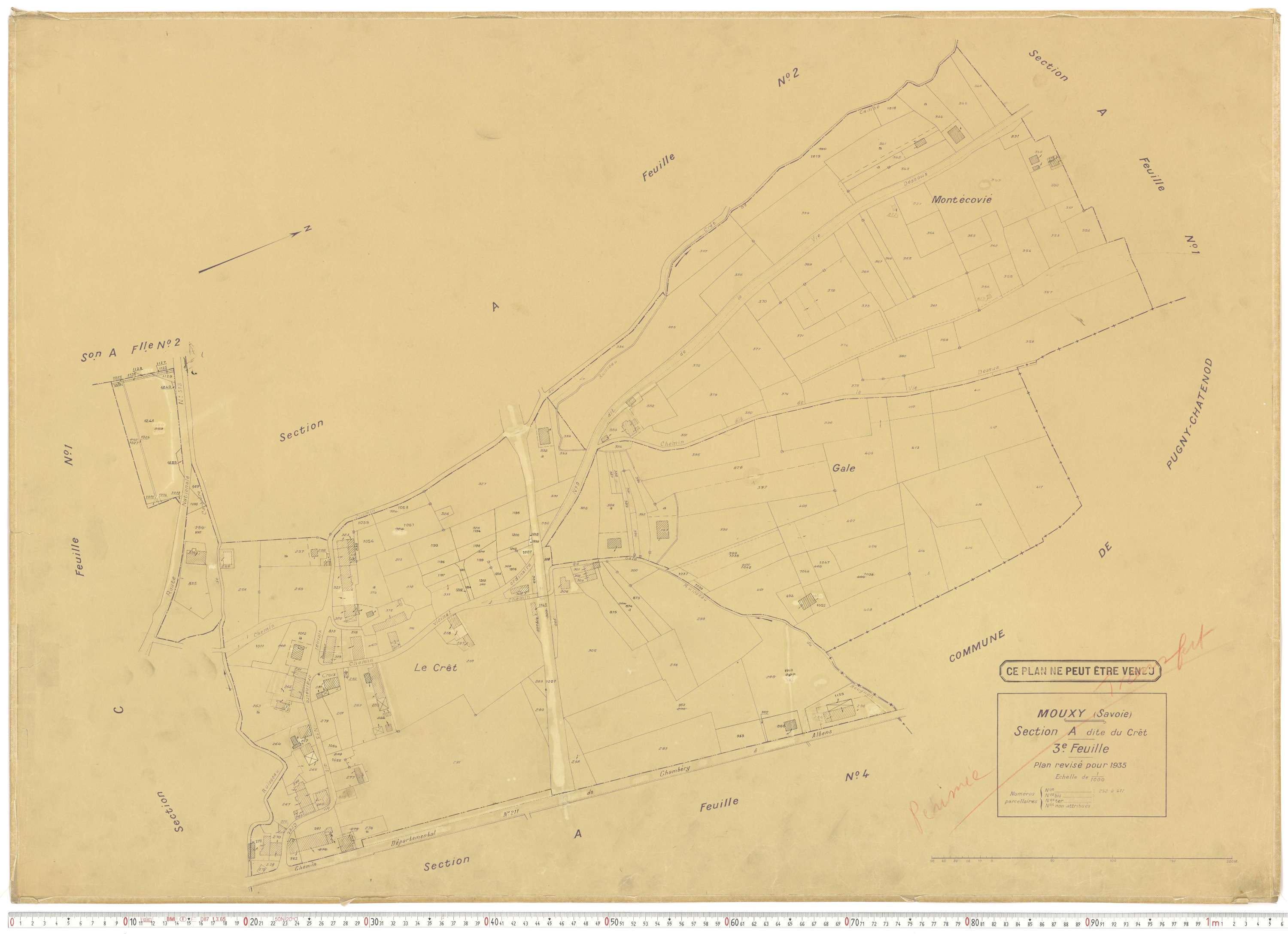 Mouxy - Plans cadastraux du cadastre rénové en 1956 et mis à jour en 1988.