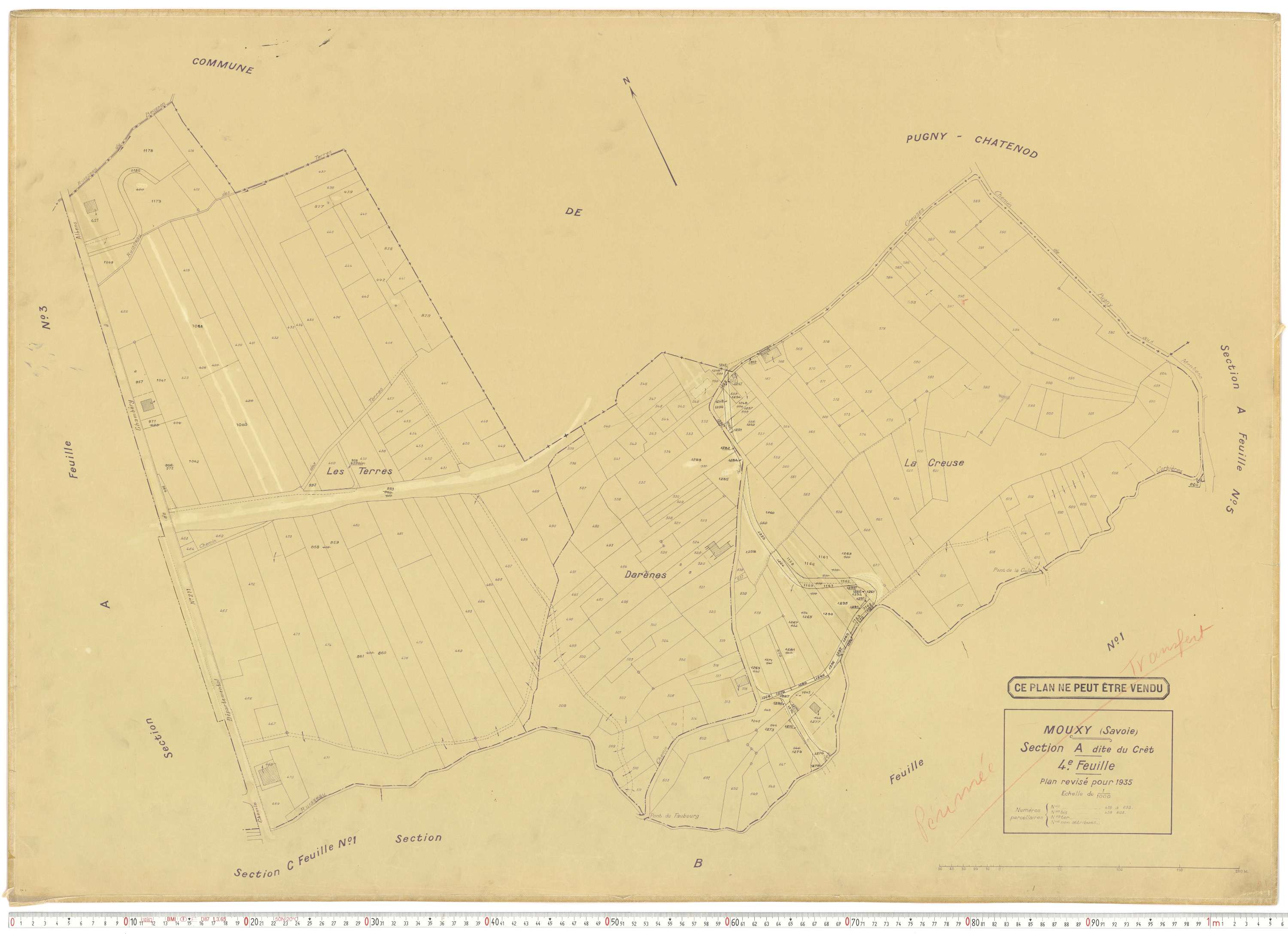 Mouxy - Plans cadastraux du cadastre rénové en 1956 et mis à jour en 1988.