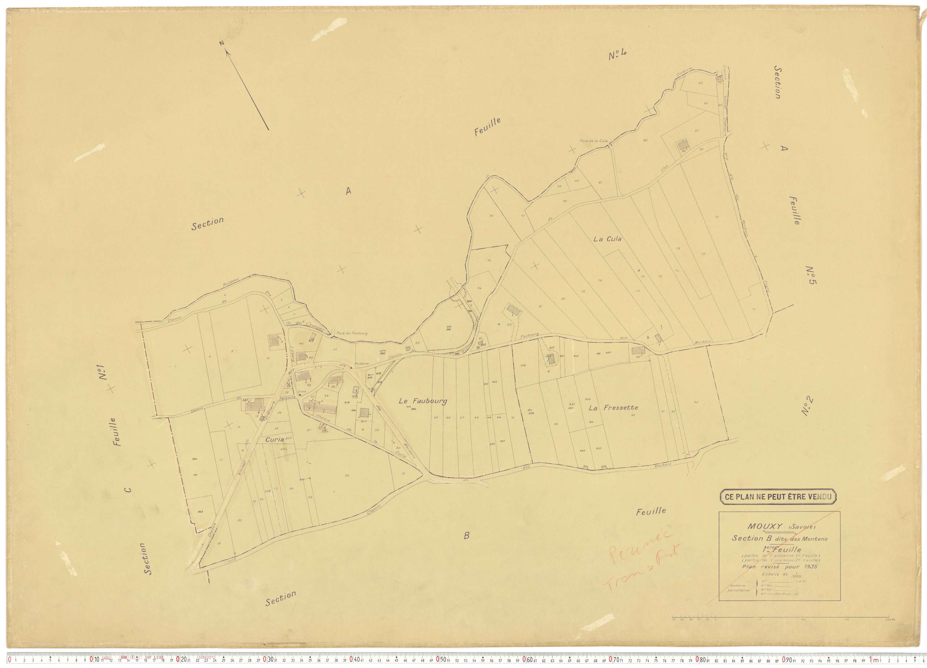Mouxy - Plans cadastraux du cadastre rénové en 1956 et mis à jour en 1988.