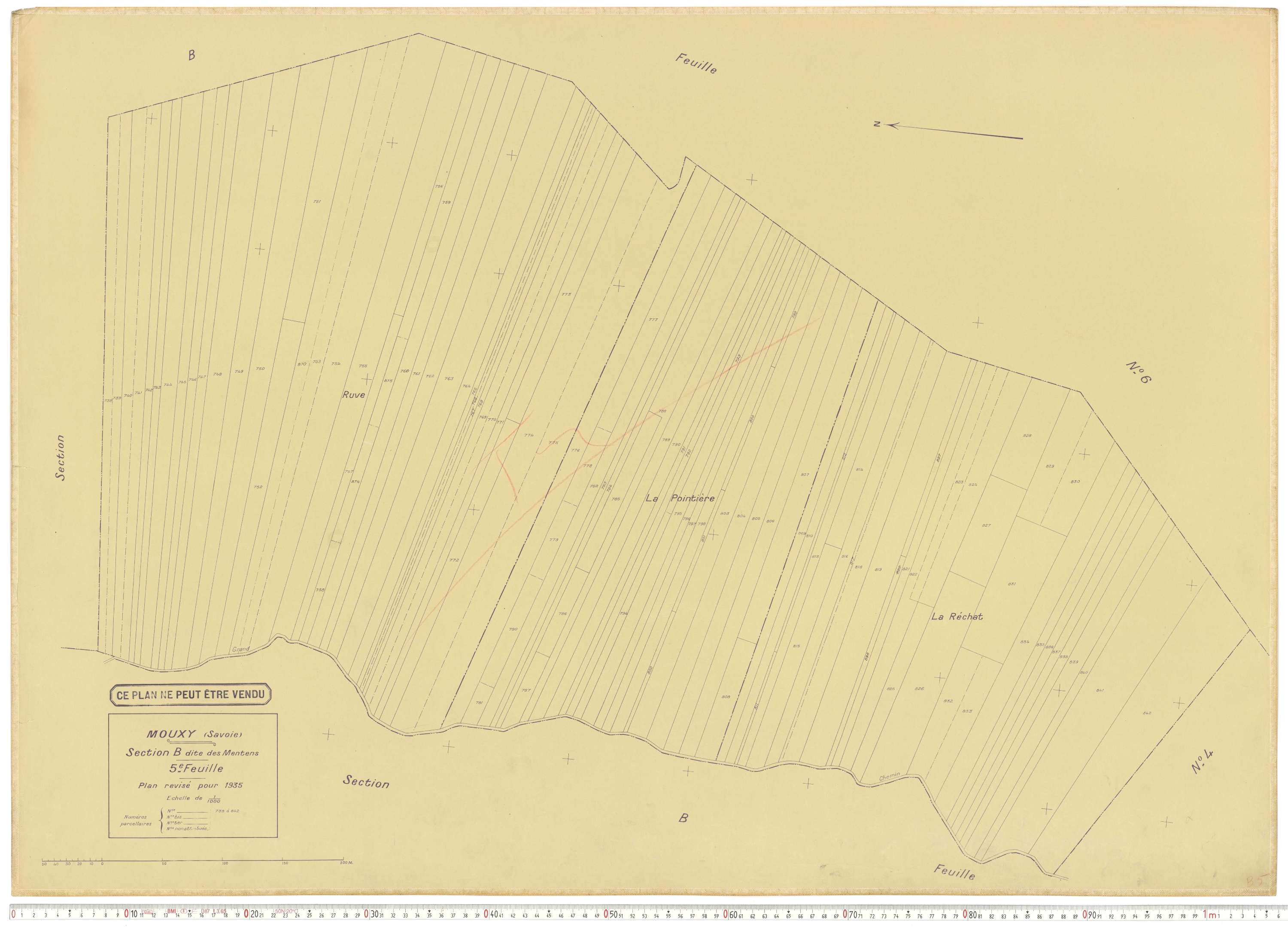 Mouxy - Plans cadastraux du cadastre rénové en 1956 et mis à jour en 1988.