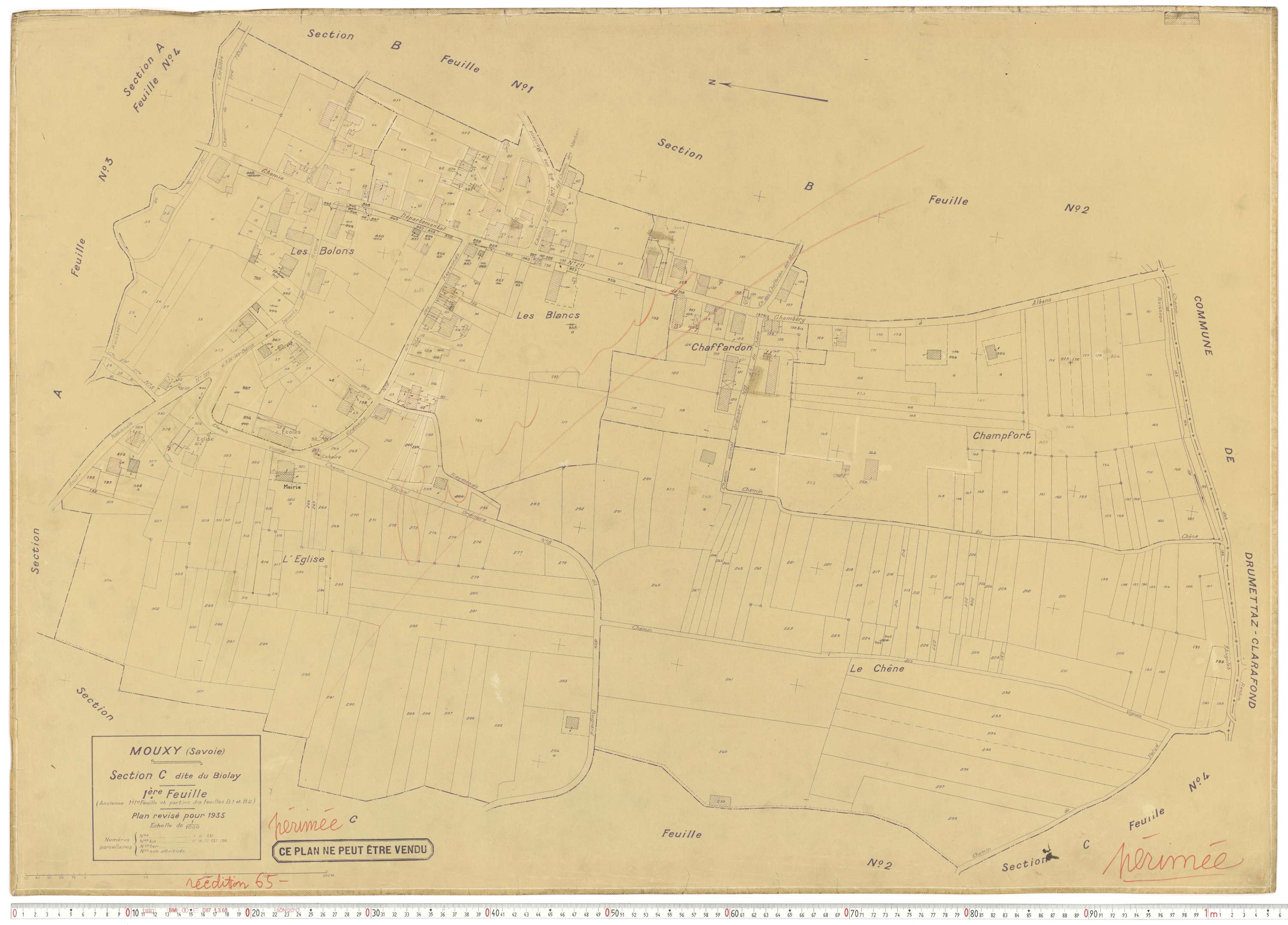 Mouxy - Plans cadastraux du cadastre rénové en 1956 et mis à jour en 1988.