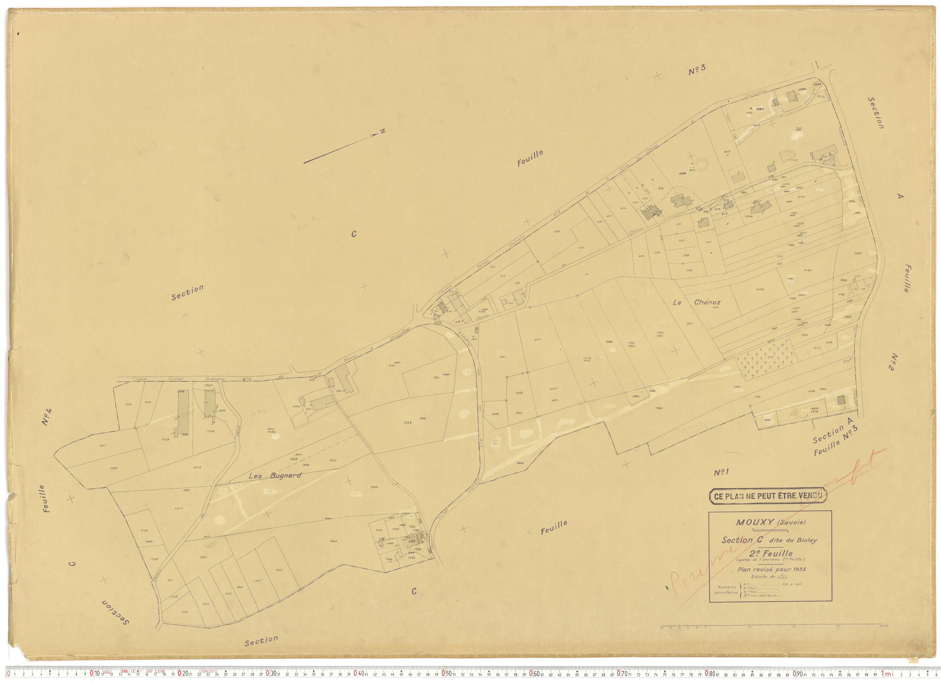 Mouxy - Plans cadastraux du cadastre rénové en 1956 et mis à jour en 1988.