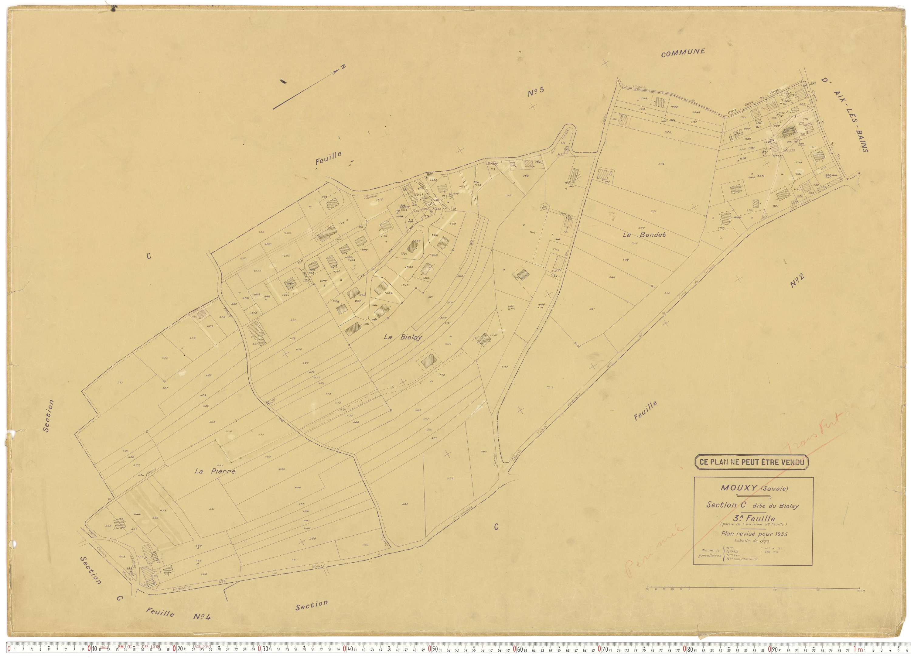 Mouxy - Plans cadastraux du cadastre rénové en 1956 et mis à jour en 1988.