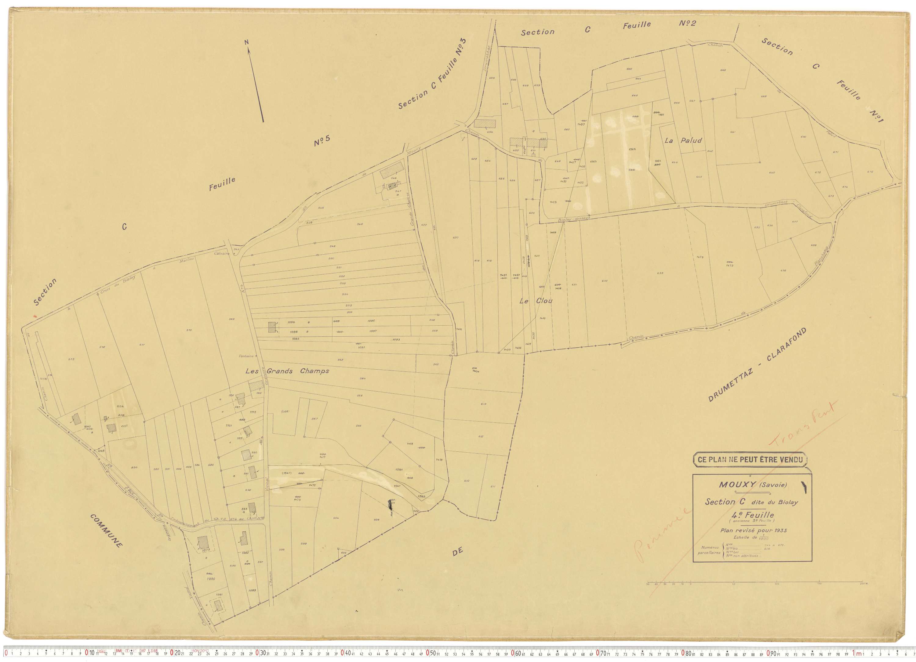 Mouxy - Plans cadastraux du cadastre rénové en 1956 et mis à jour en 1988.