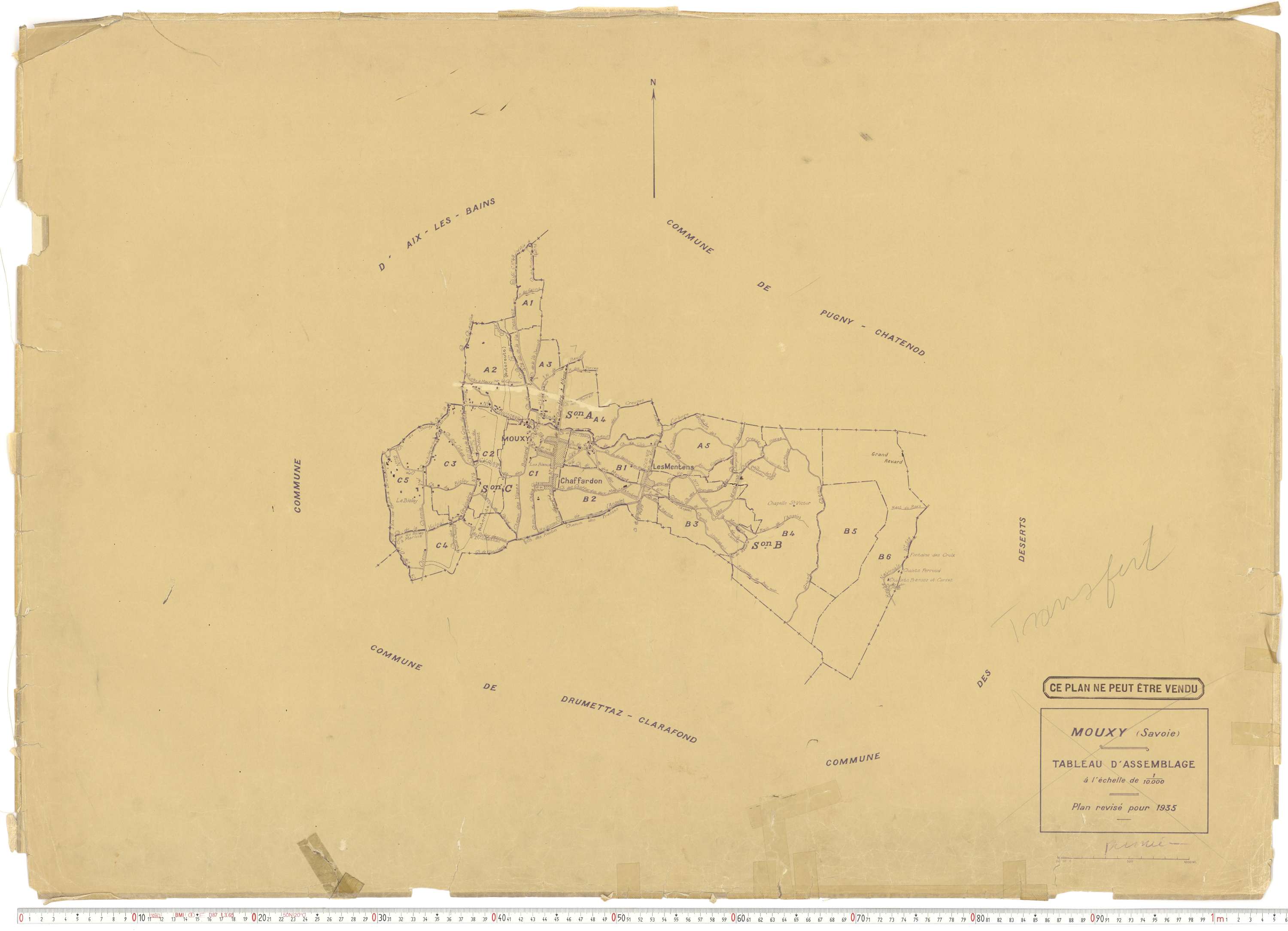 Mouxy - Plans cadastraux du cadastre rénové en 1956 et mis à jour en 1988.