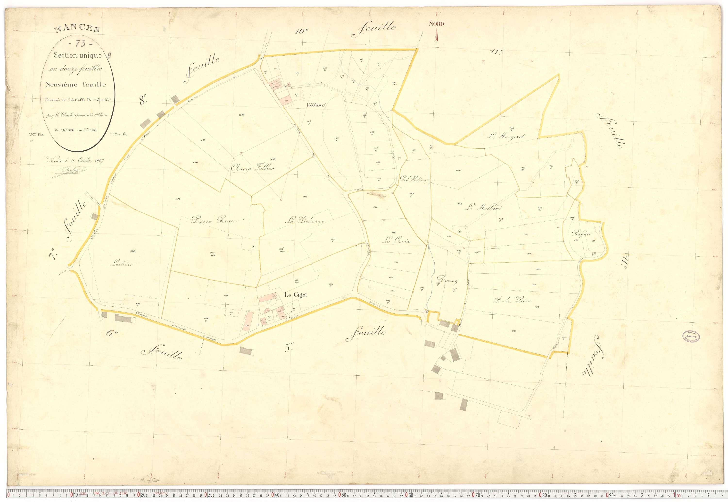 Nances - Plans cadastraux du premier cadastre français.
