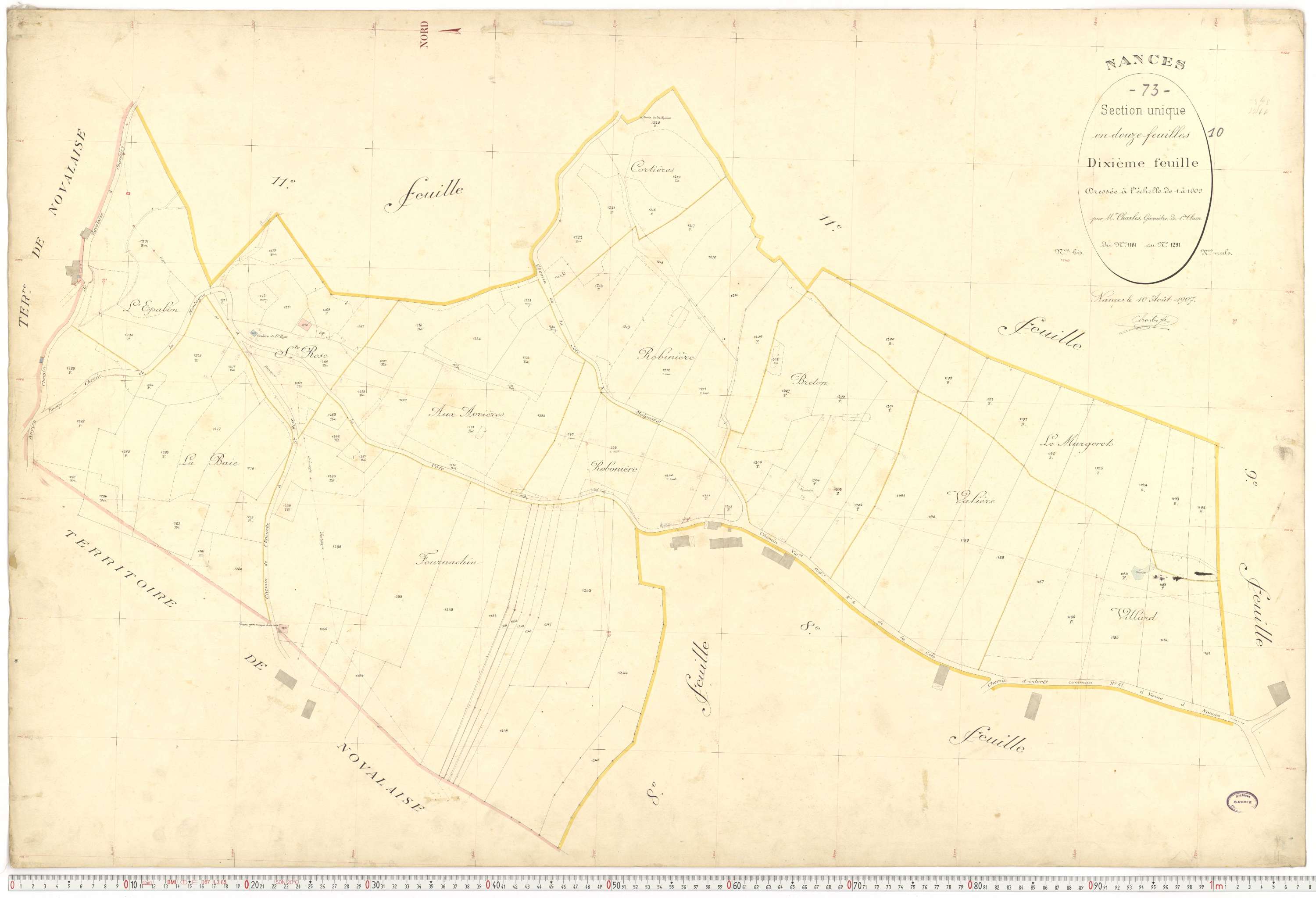 Nances - Plans cadastraux du premier cadastre français.