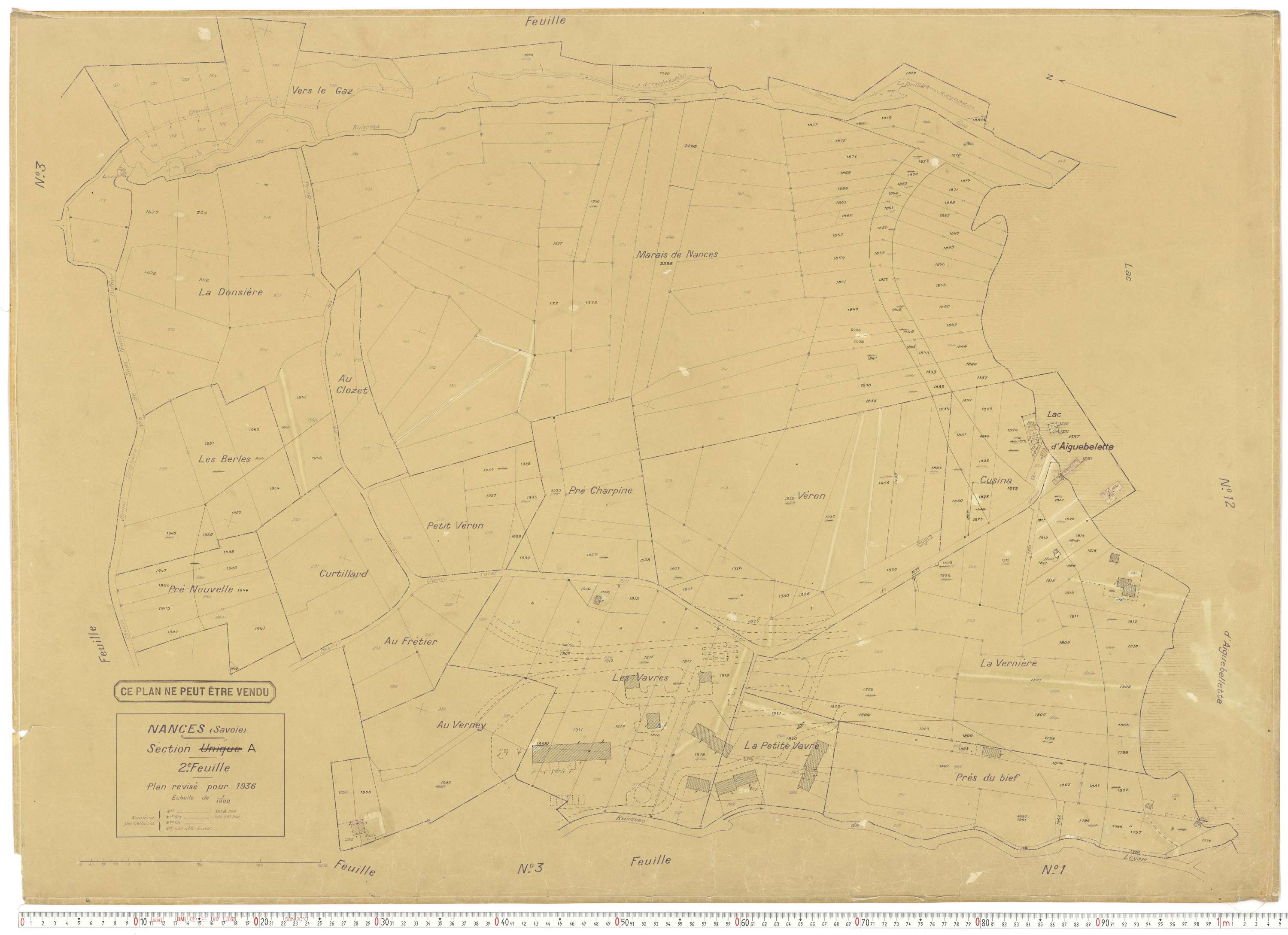 Nances - Plans cadastraux du cadastre rénové en 1936 et mis à jour en 1988.