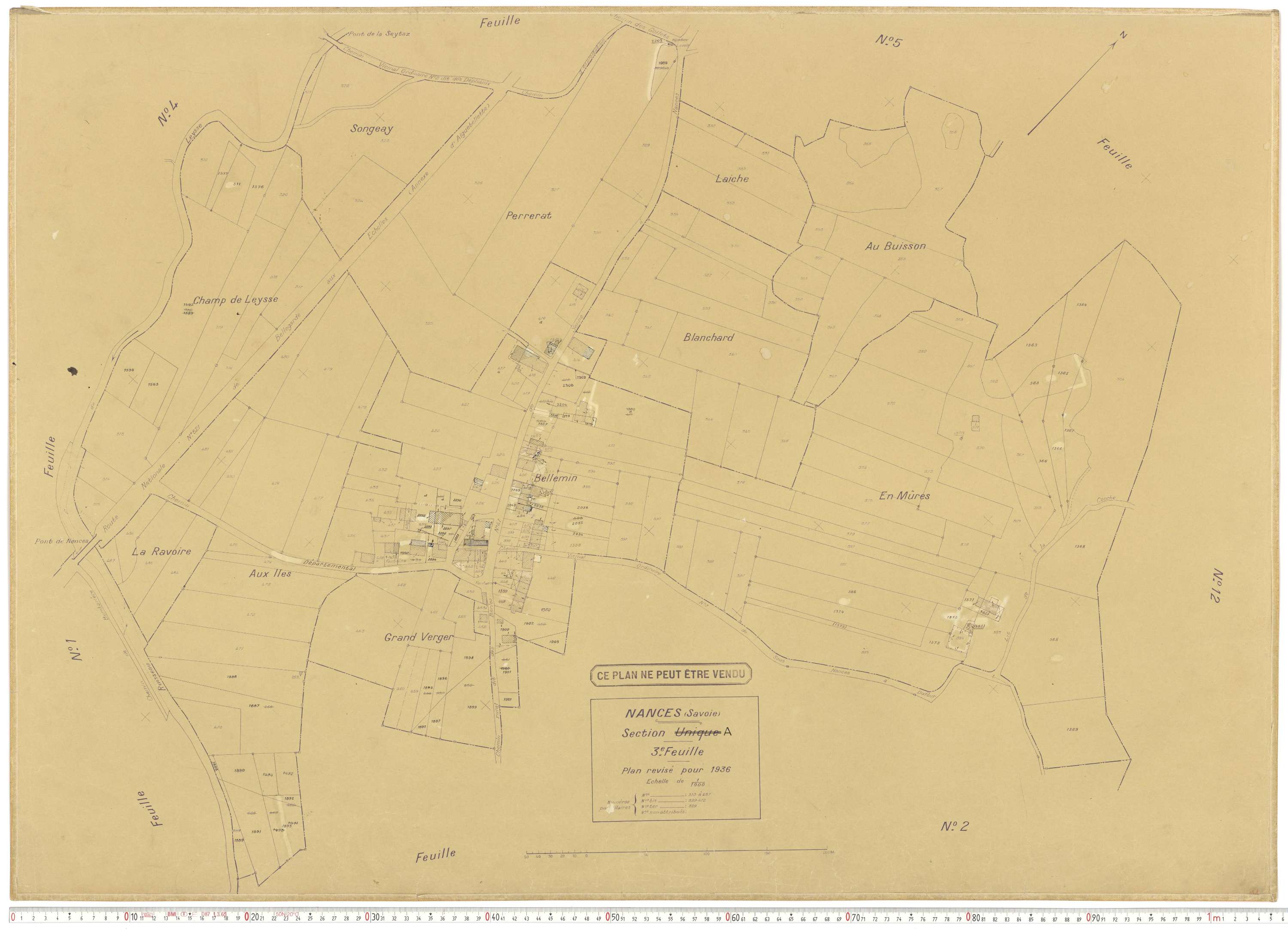 Nances - Plans cadastraux du cadastre rénové en 1936 et mis à jour en 1988.