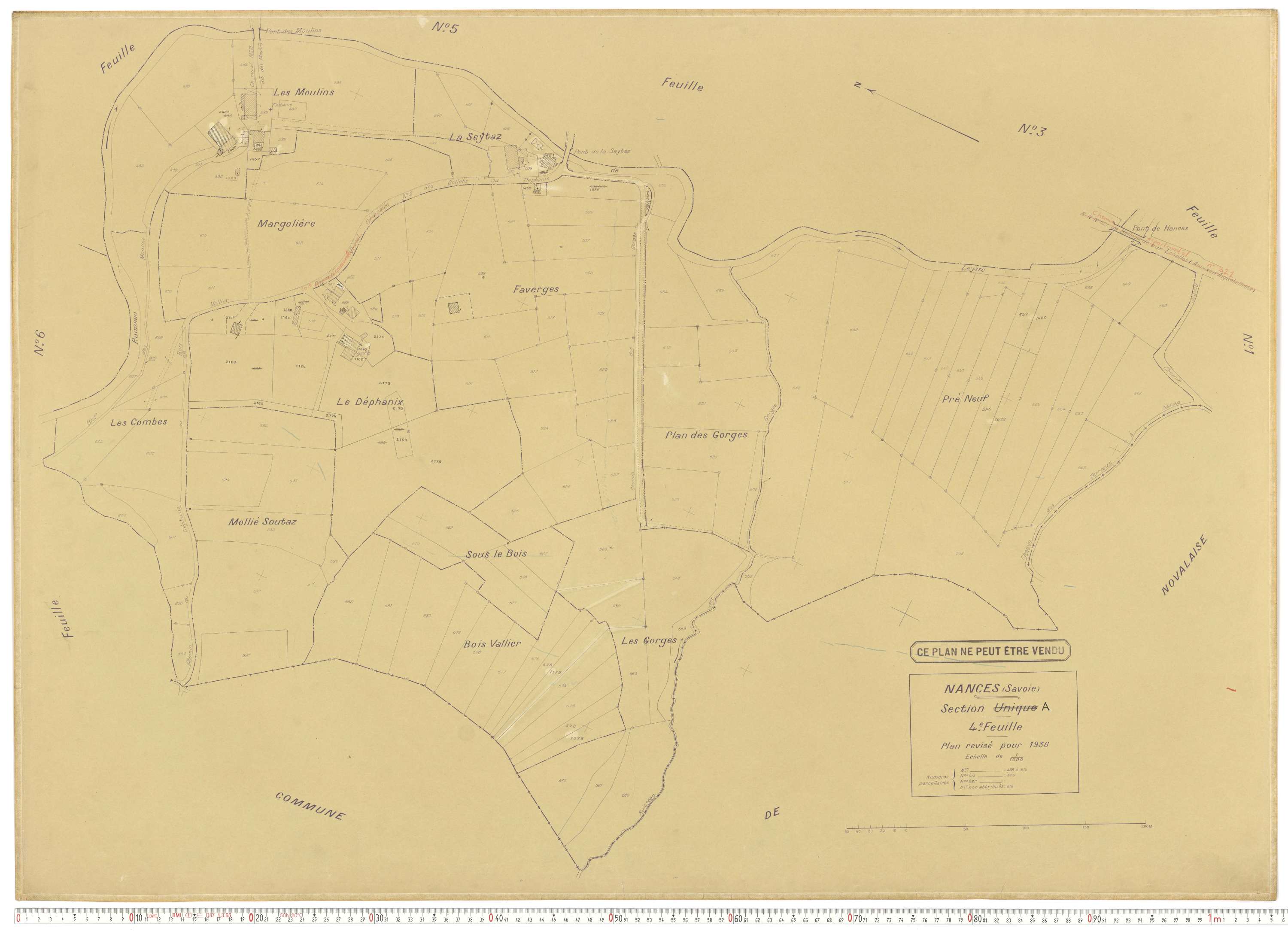 Nances - Plans cadastraux du cadastre rénové en 1936 et mis à jour en 1988.