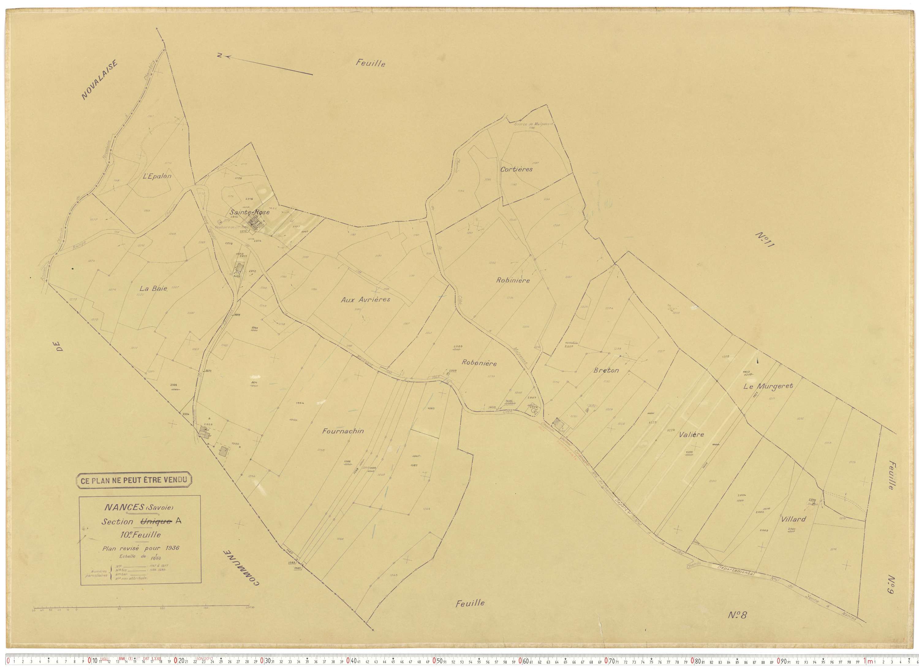Nances - Plans cadastraux du cadastre rénové en 1936 et mis à jour en 1988.
