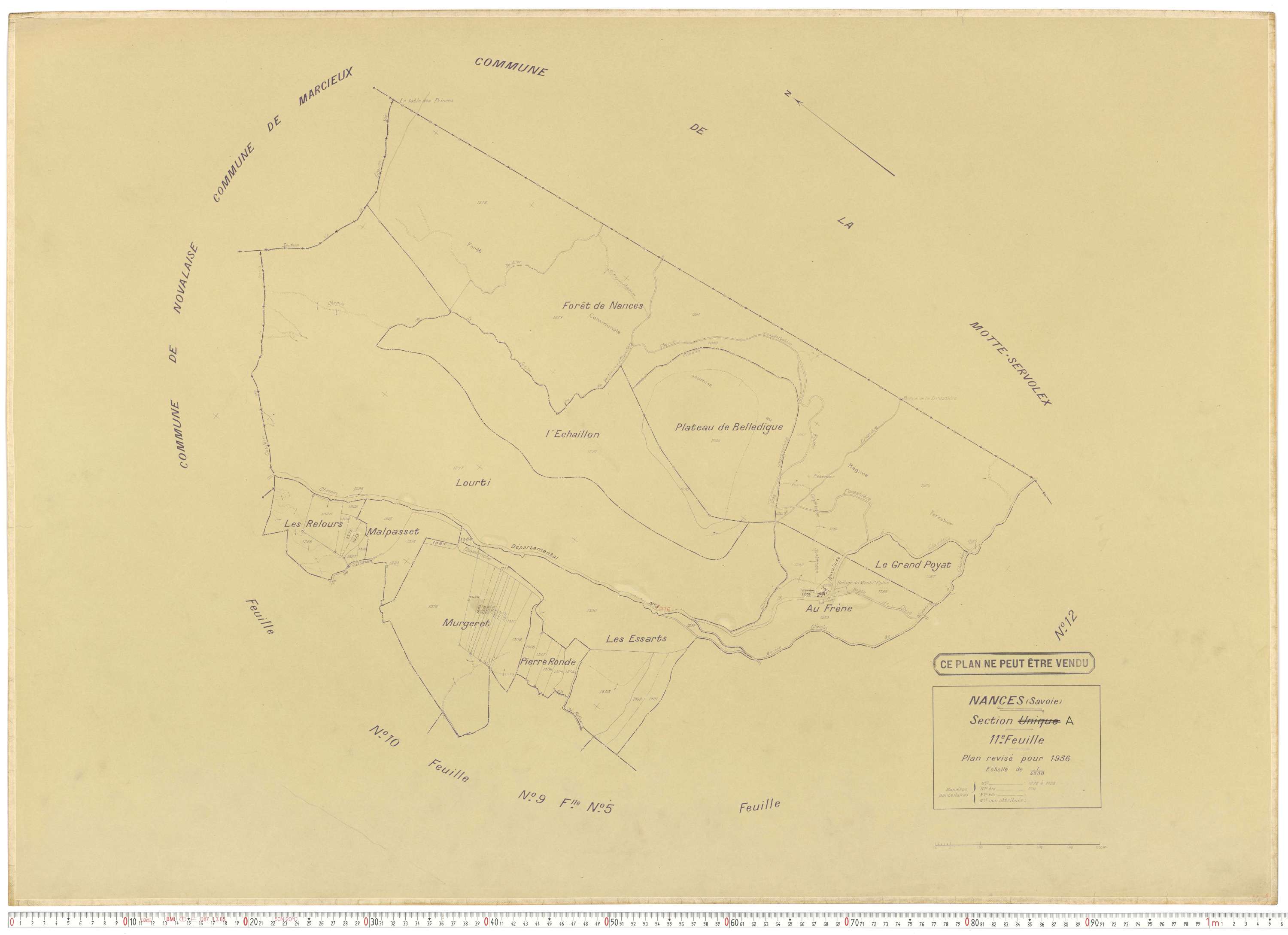 Nances - Plans cadastraux du cadastre rénové en 1936 et mis à jour en 1988.