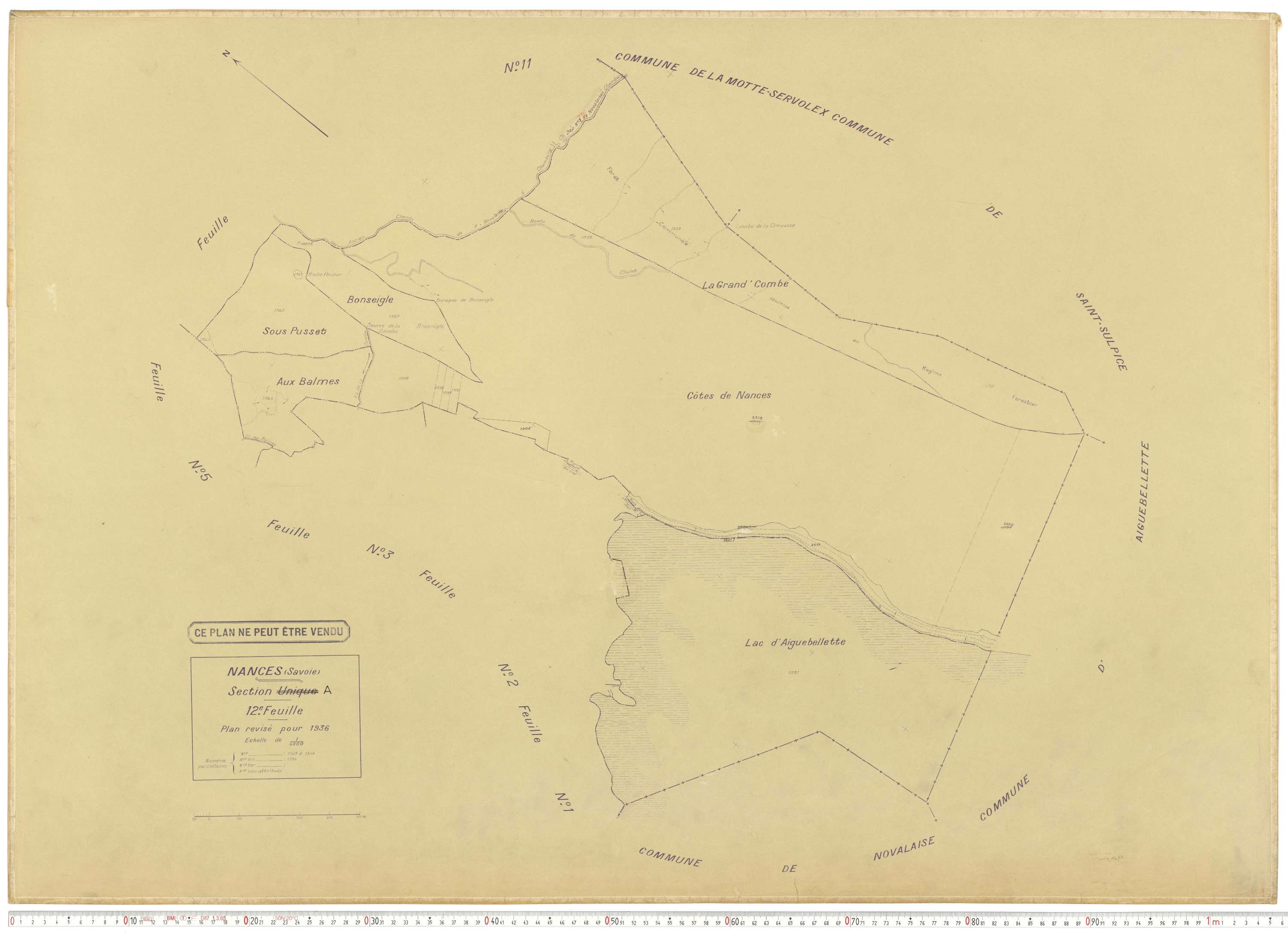 Nances - Plans cadastraux du cadastre rénové en 1936 et mis à jour en 1988.