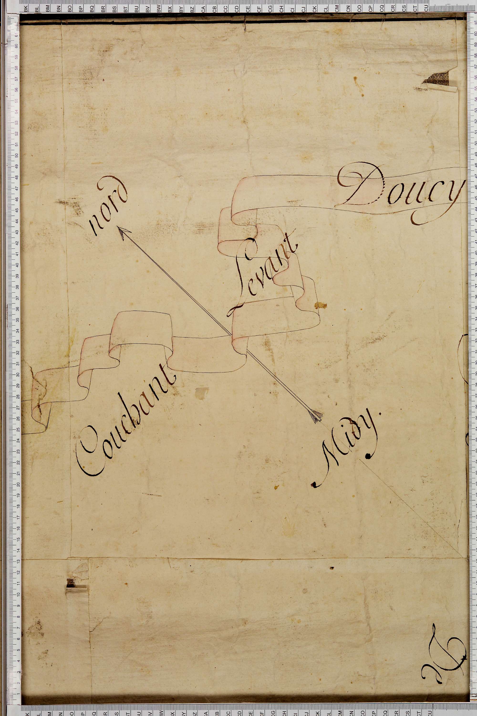 La Léchère - Copie de la mappe originale (plan cadastral) de la commune de Doucy en Tarentaise. Signée Cocelli, directeur de la péréquation.
