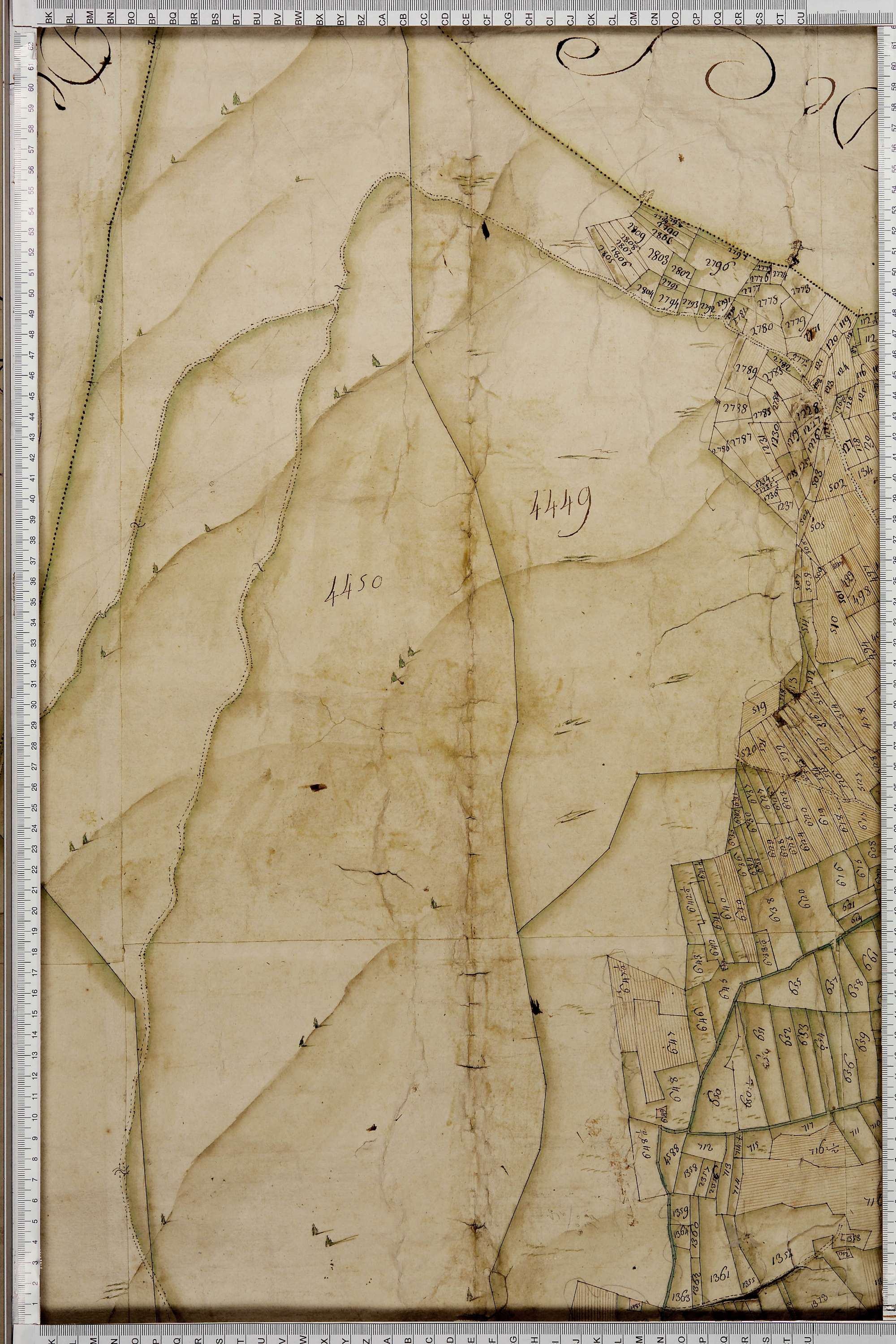 La Léchère - Copie de la mappe originale (plan cadastral) de la commune de Doucy en Tarentaise. Signée Cocelli, directeur de la péréquation.
