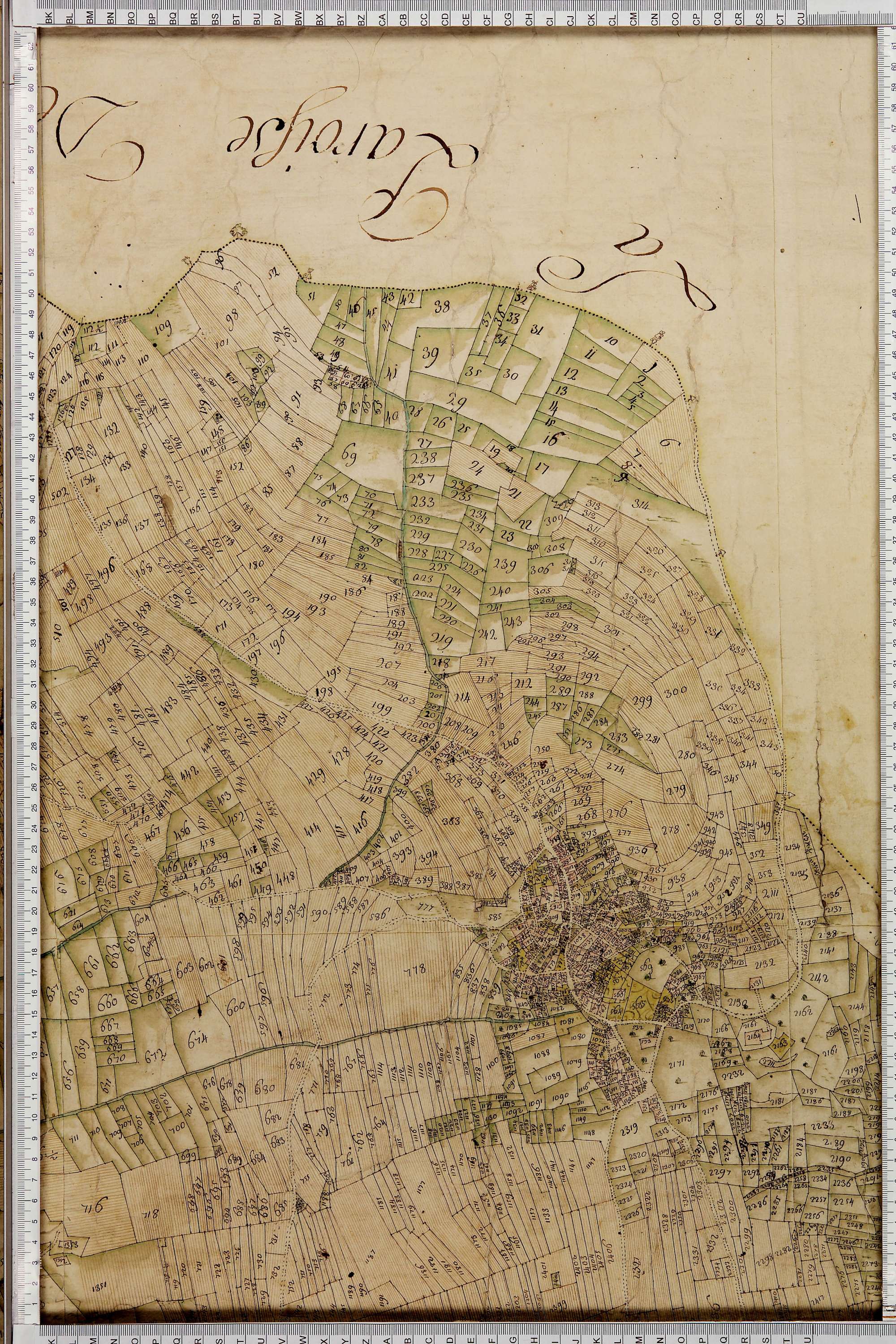 La Léchère - Copie de la mappe originale (plan cadastral) de la commune de Doucy en Tarentaise. Signée Cocelli, directeur de la péréquation.
