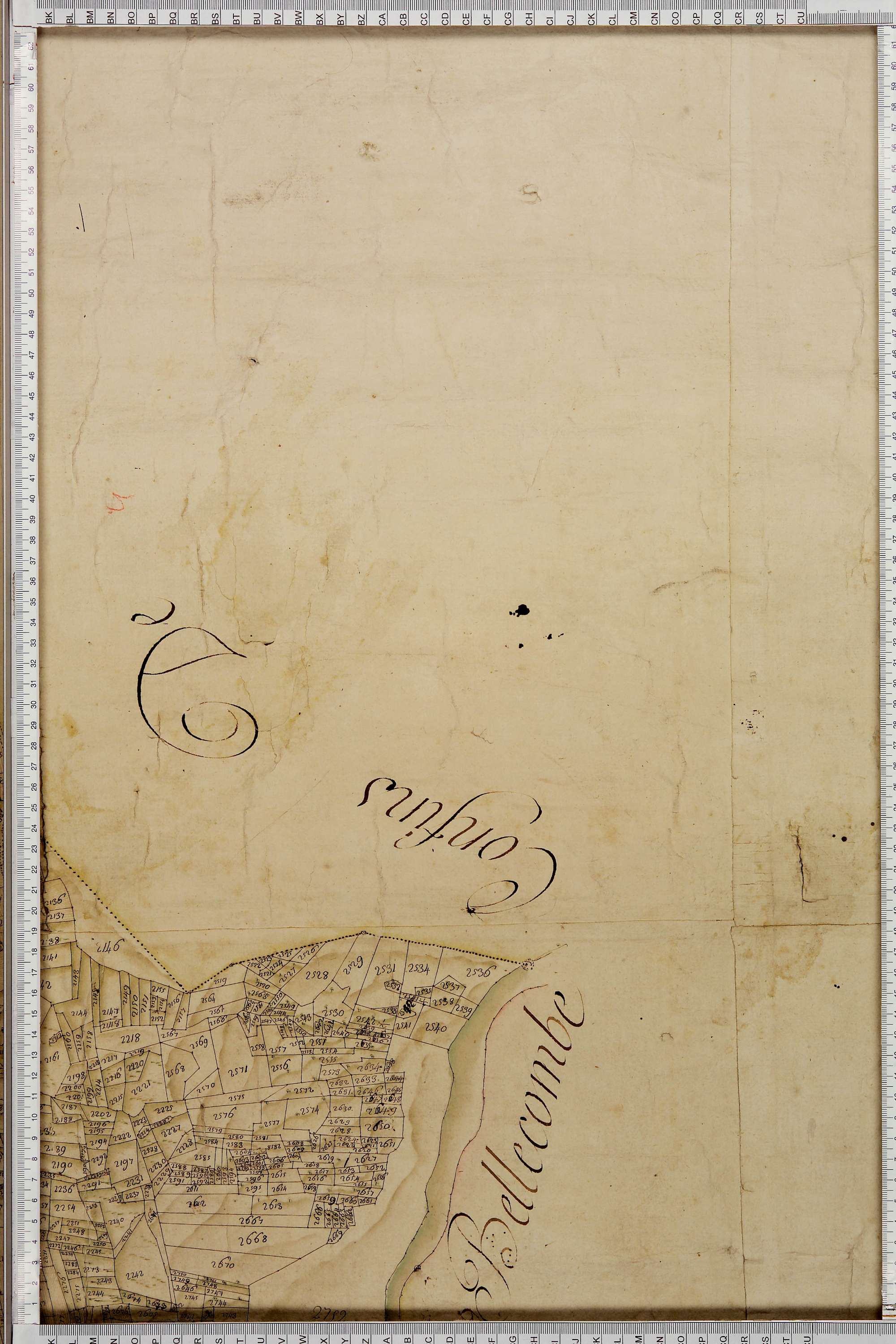 La Léchère - Copie de la mappe originale (plan cadastral) de la commune de Doucy en Tarentaise. Signée Cocelli, directeur de la péréquation.