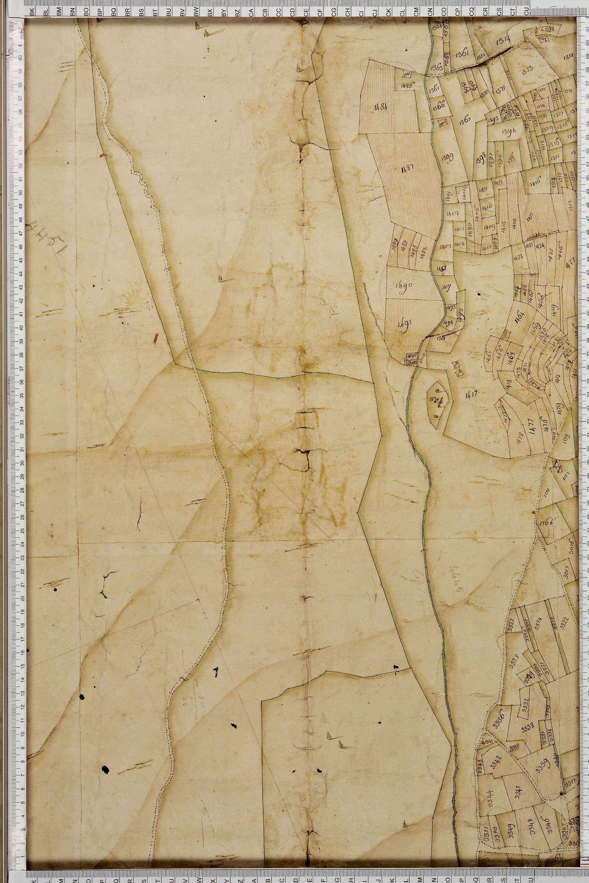 La Léchère - Copie de la mappe originale (plan cadastral) de la commune de Doucy en Tarentaise. Signée Cocelli, directeur de la péréquation.