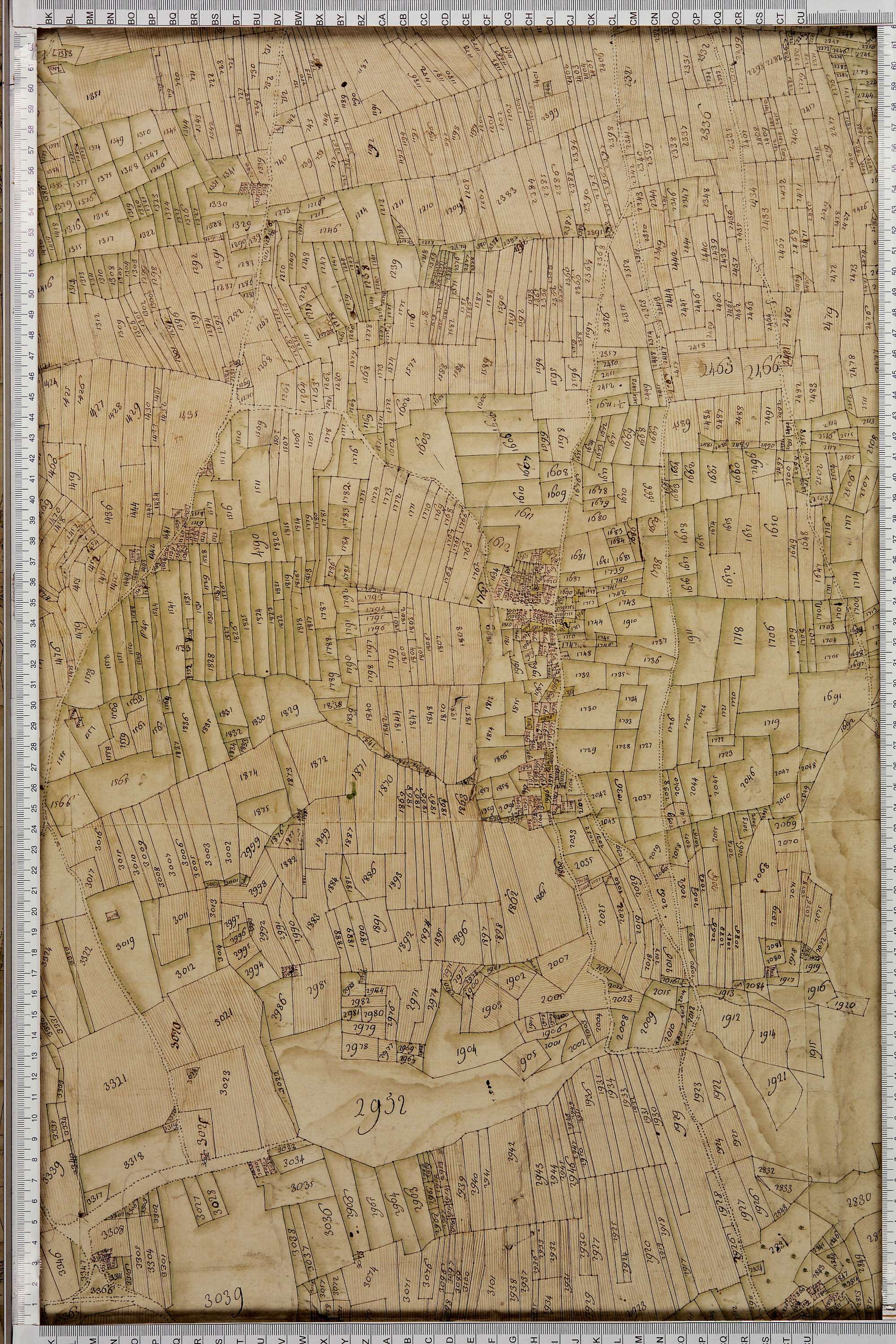 La Léchère - Copie de la mappe originale (plan cadastral) de la commune de Doucy en Tarentaise. Signée Cocelli, directeur de la péréquation.