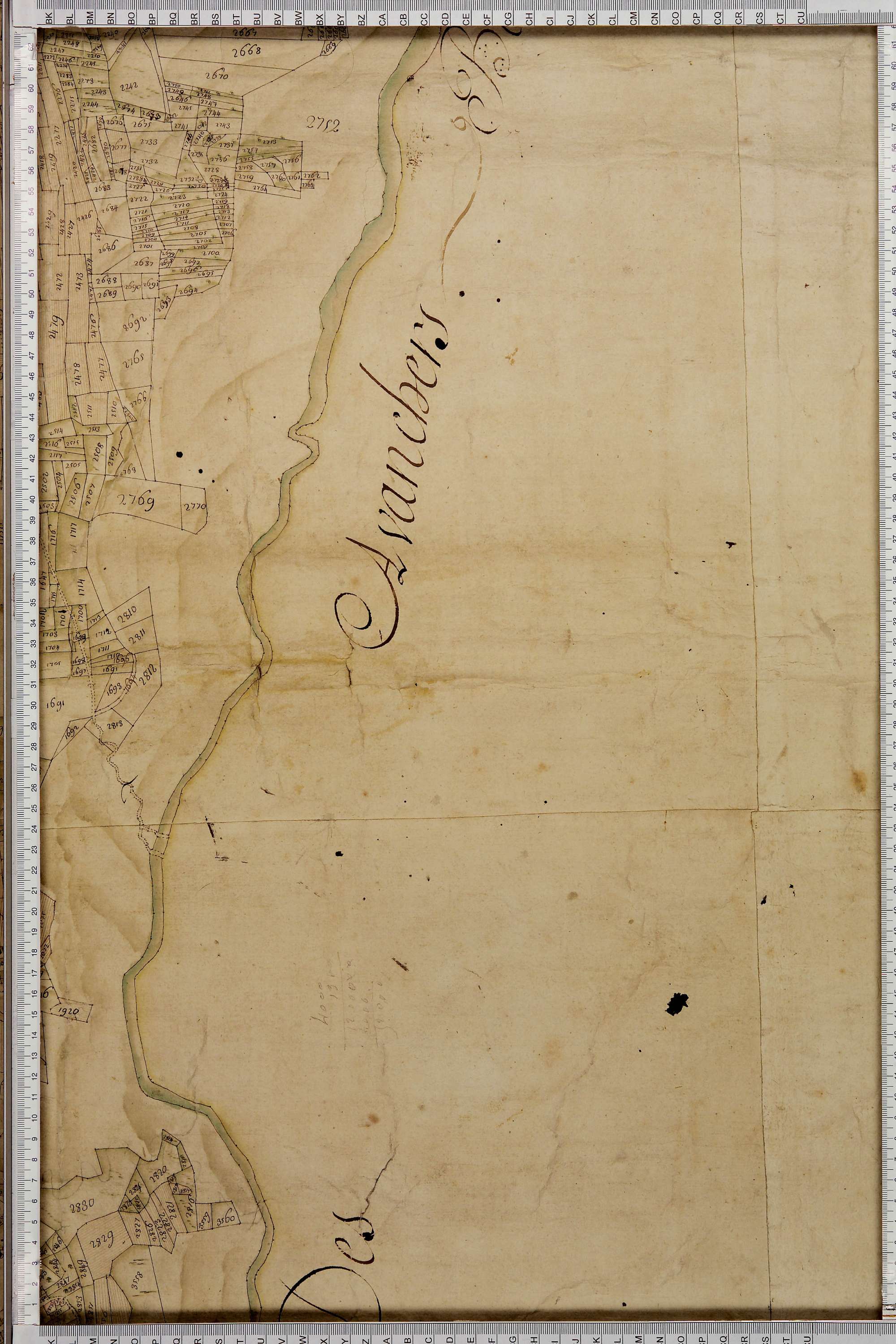 La Léchère - Copie de la mappe originale (plan cadastral) de la commune de Doucy en Tarentaise. Signée Cocelli, directeur de la péréquation.
