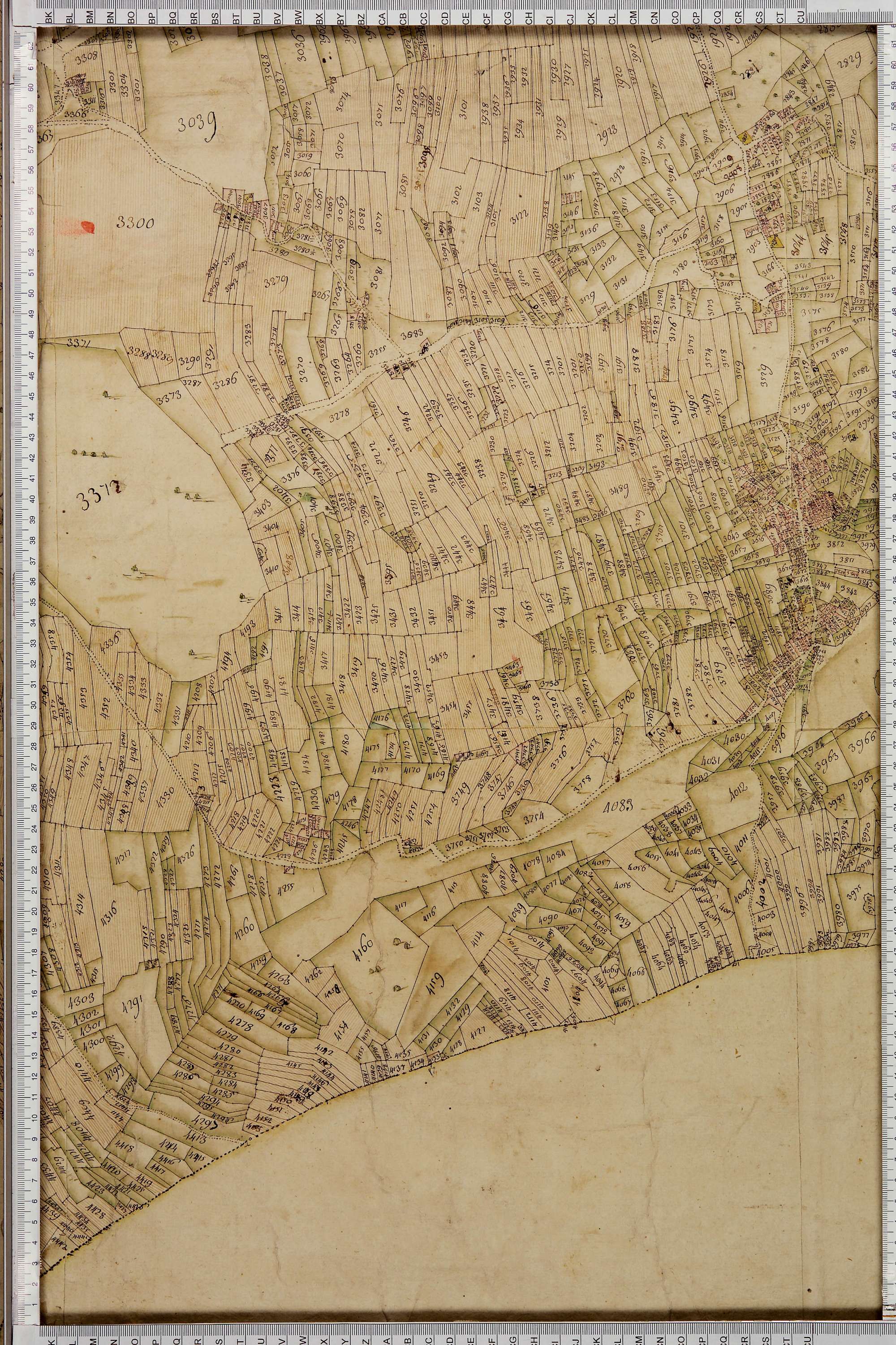 La Léchère - Copie de la mappe originale (plan cadastral) de la commune de Doucy en Tarentaise. Signée Cocelli, directeur de la péréquation.