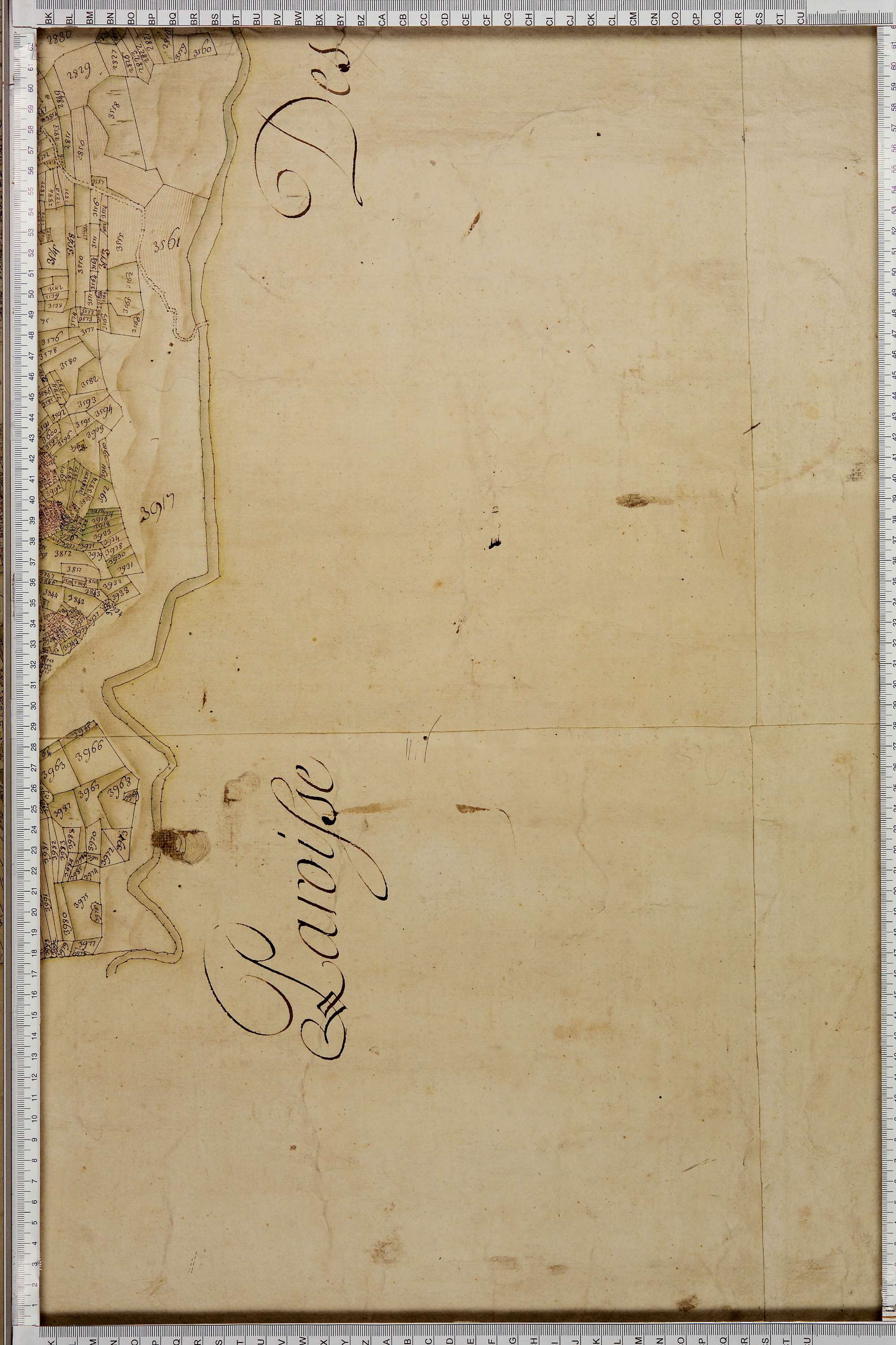 La Léchère - Copie de la mappe originale (plan cadastral) de la commune de Doucy en Tarentaise. Signée Cocelli, directeur de la péréquation.