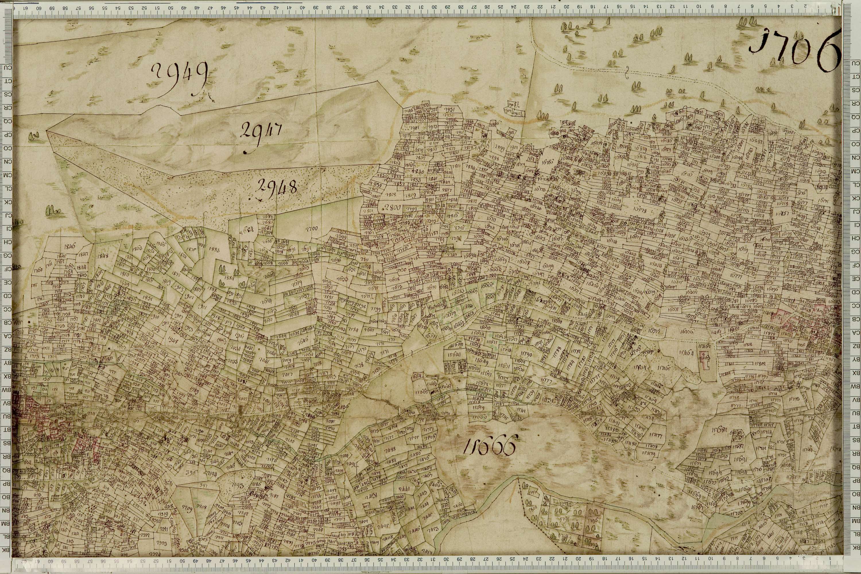 La Léchère - Copie de la mappe originale (plan cadastral) de la commune de Naves. Signée Cocelli, directeur de la péréquation générale.