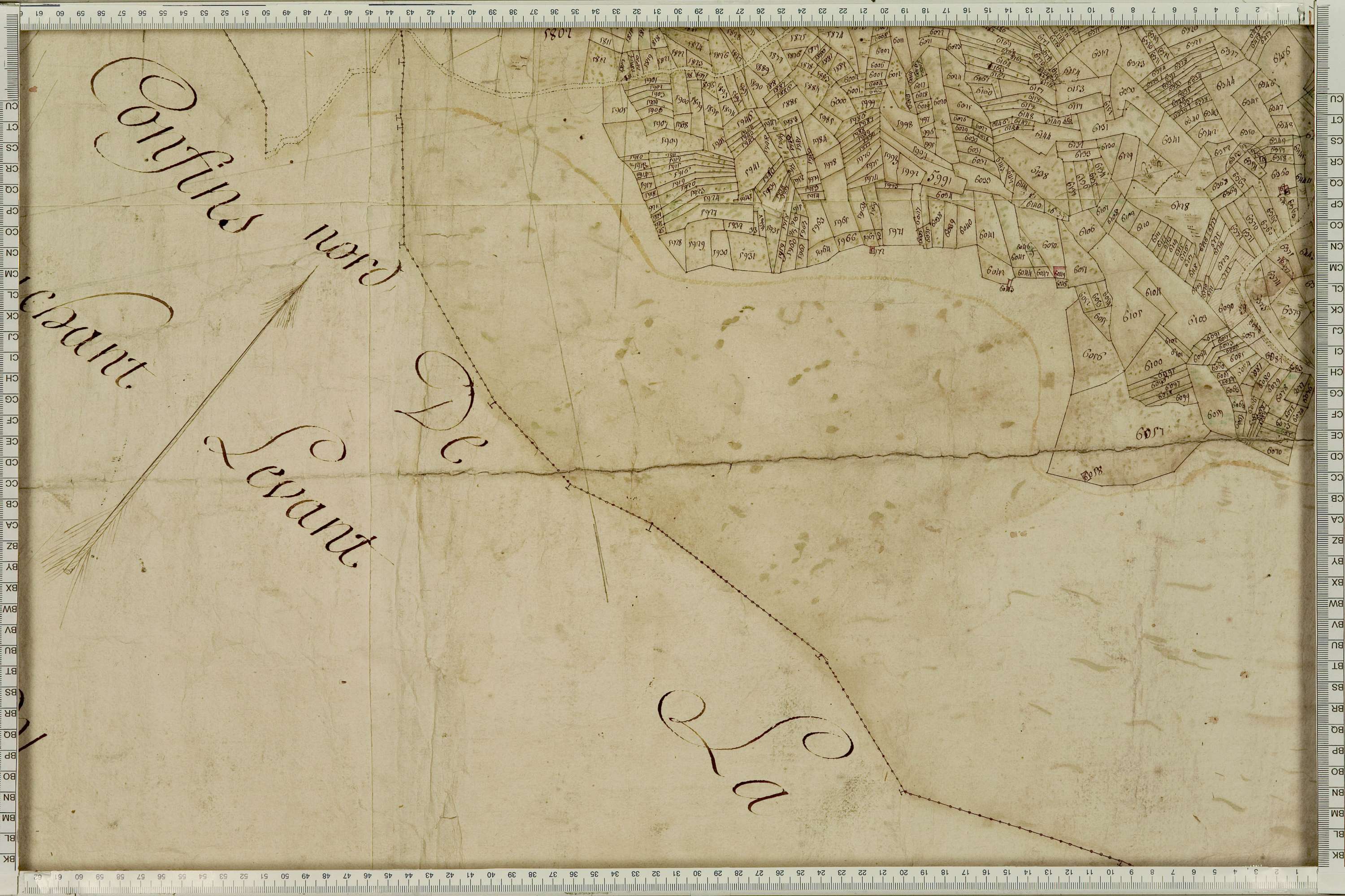 La Léchère - Copie de la mappe originale (plan cadastral) de la commune de Naves. Signée Cocelli, directeur de la péréquation générale.