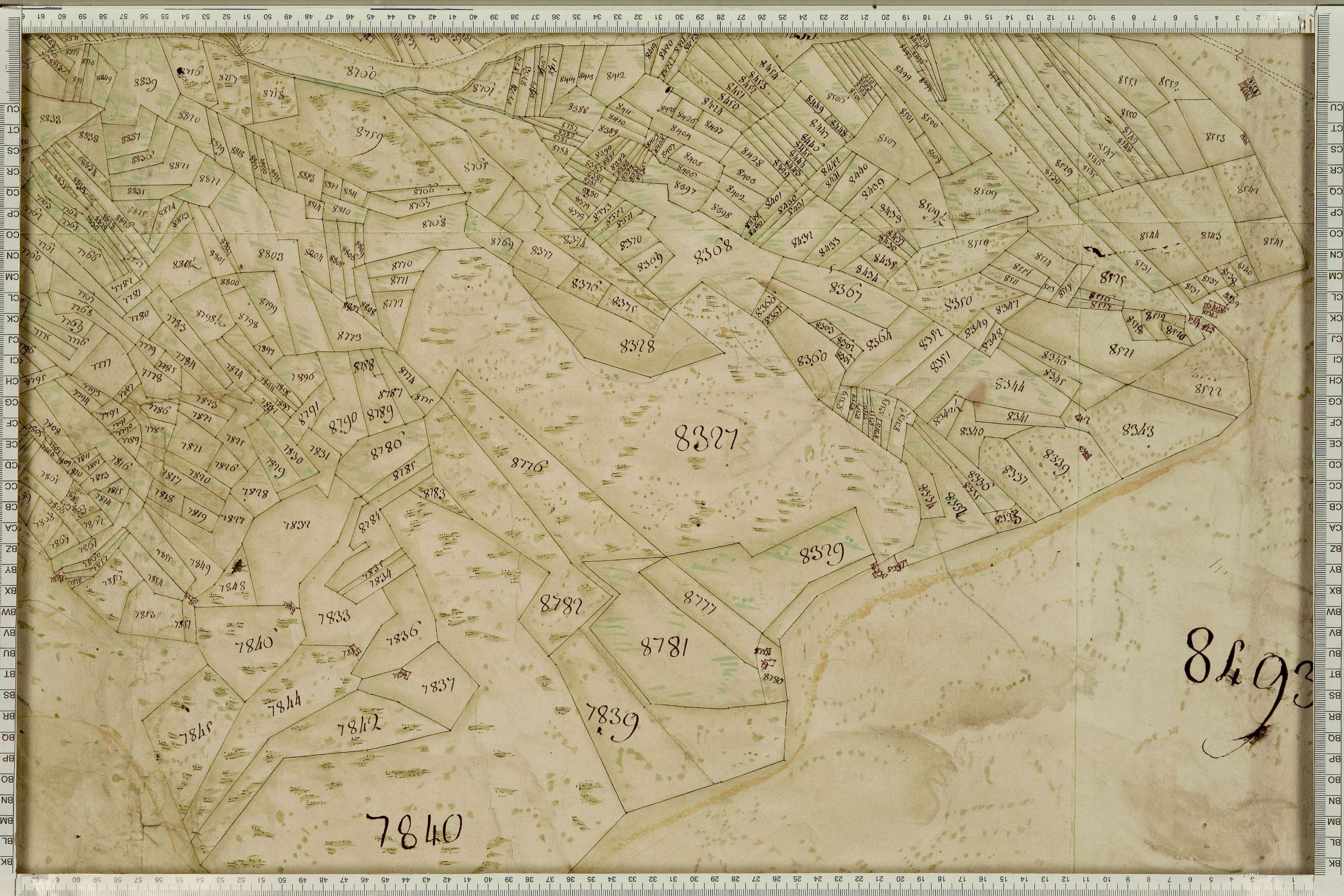 La Léchère - Copie de la mappe originale (plan cadastral) de la commune de Naves. Signée Cocelli, directeur de la péréquation générale.