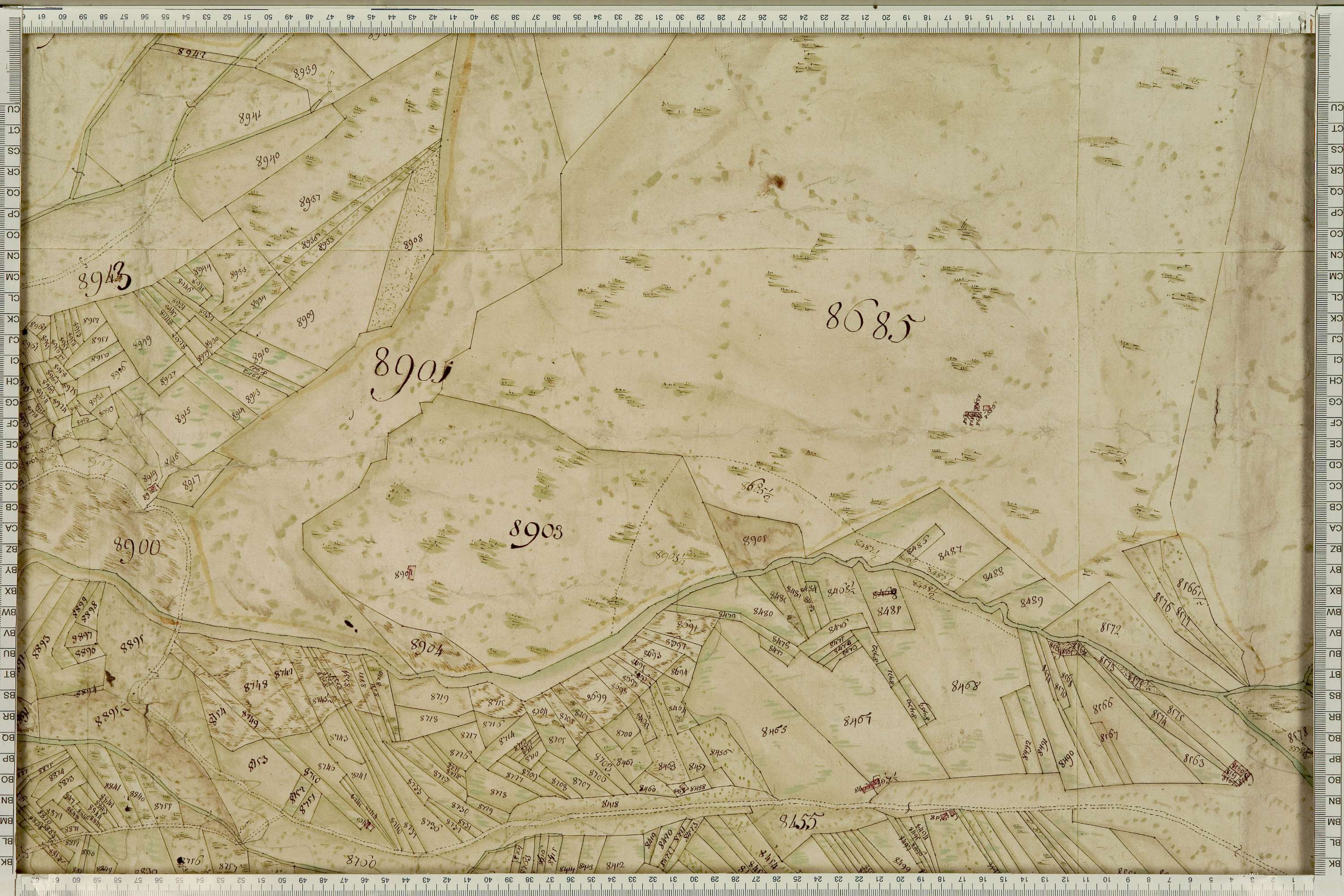 La Léchère - Copie de la mappe originale (plan cadastral) de la commune de Naves. Signée Cocelli, directeur de la péréquation générale.
