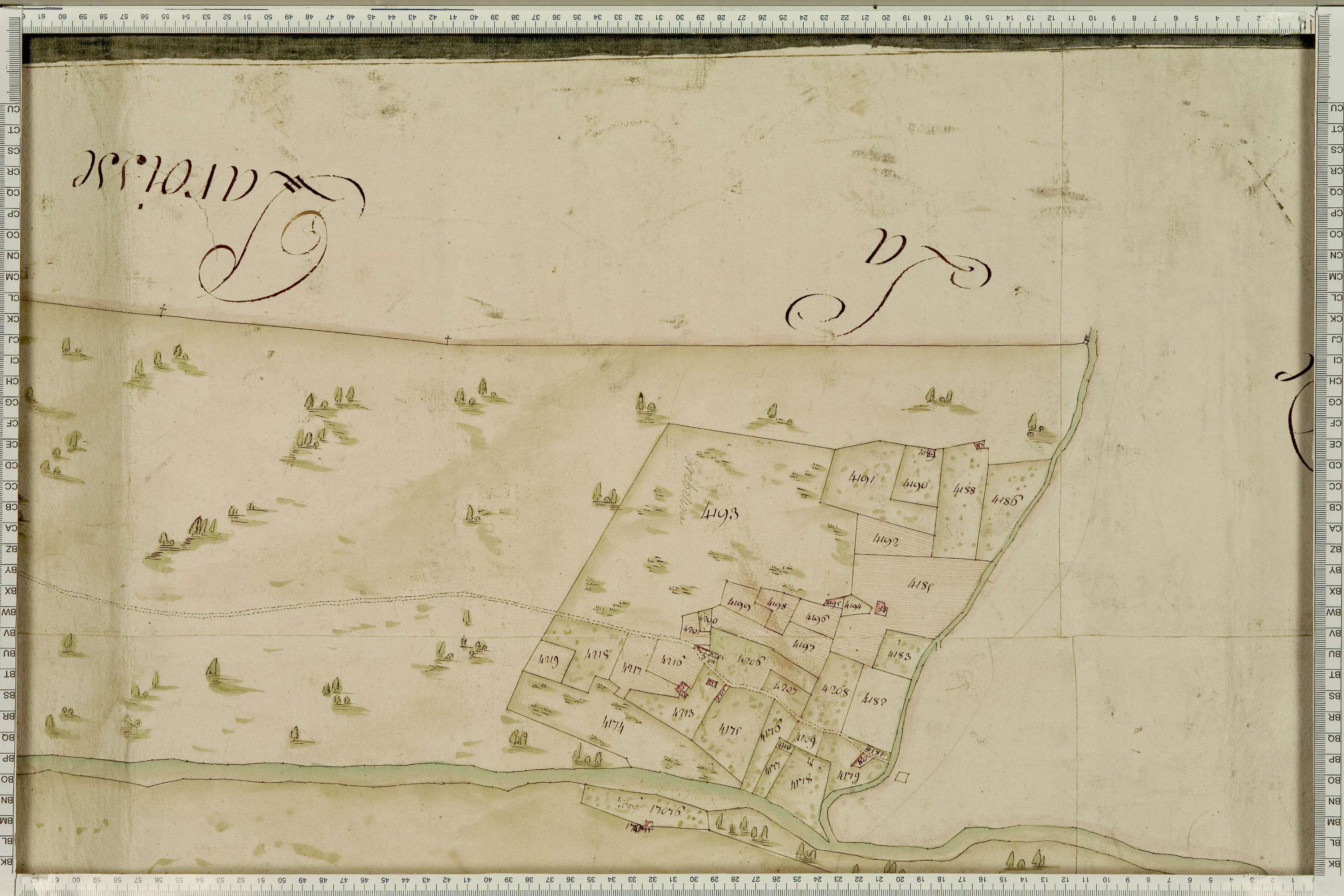 La Léchère - Copie de la mappe originale (plan cadastral) de la commune de Naves. Signée Cocelli, directeur de la péréquation générale.