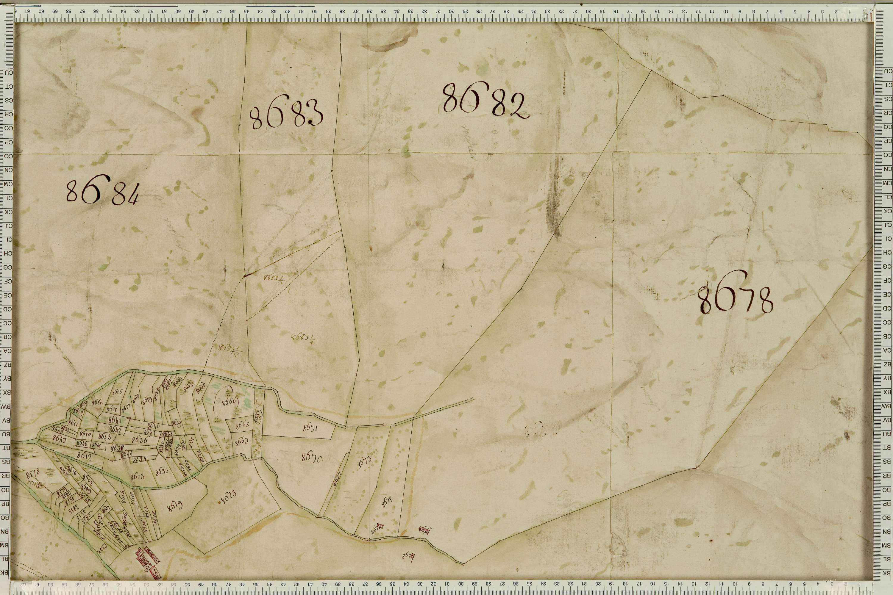 La Léchère - Copie de la mappe originale (plan cadastral) de la commune de Naves. Signée Cocelli, directeur de la péréquation générale.