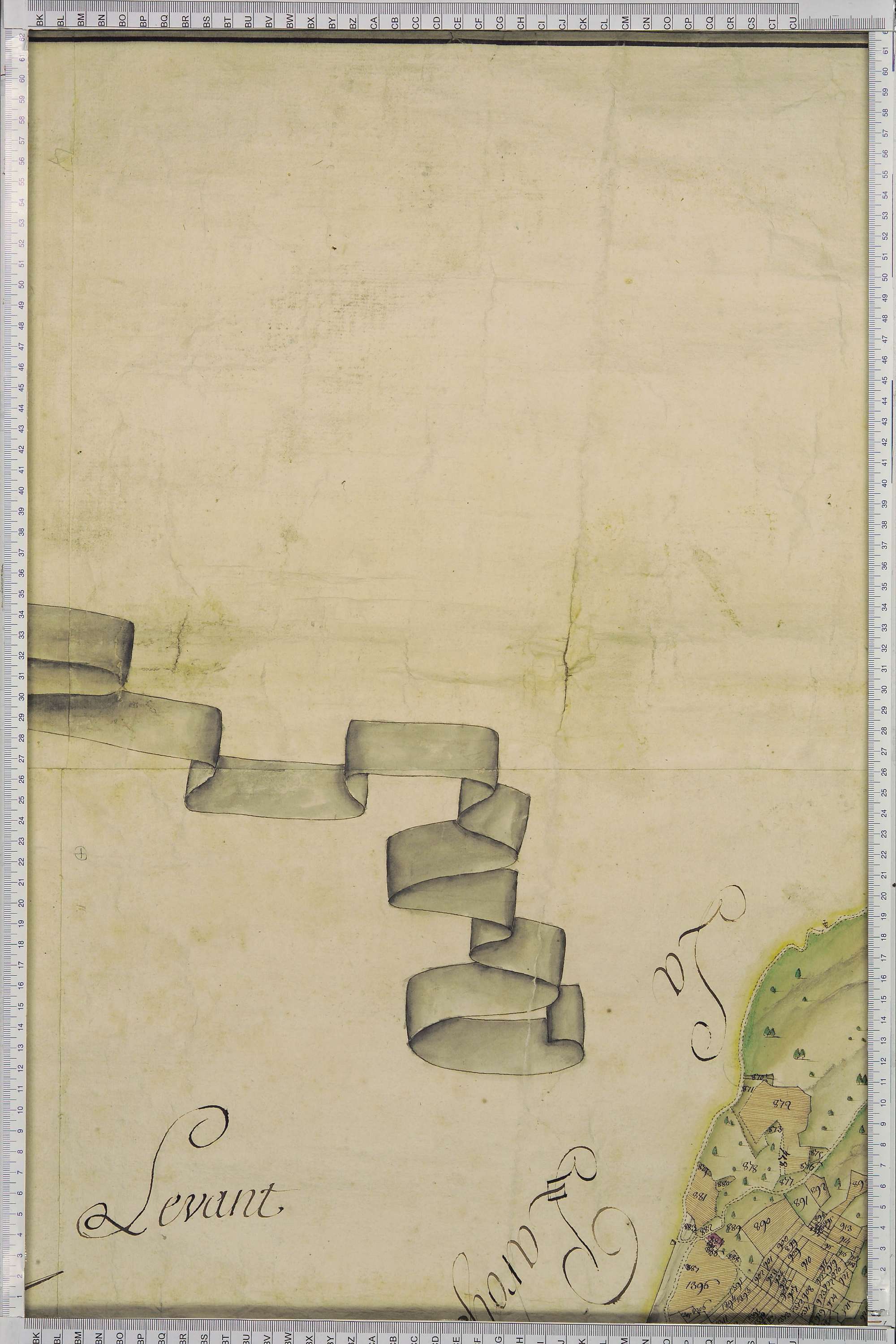 La Léchère - Copie de la mappe originale (plan cadastral) de la commune de Notre-Dame-de-Briançon. Signée Cocelli, directeur de la péréquation générale.