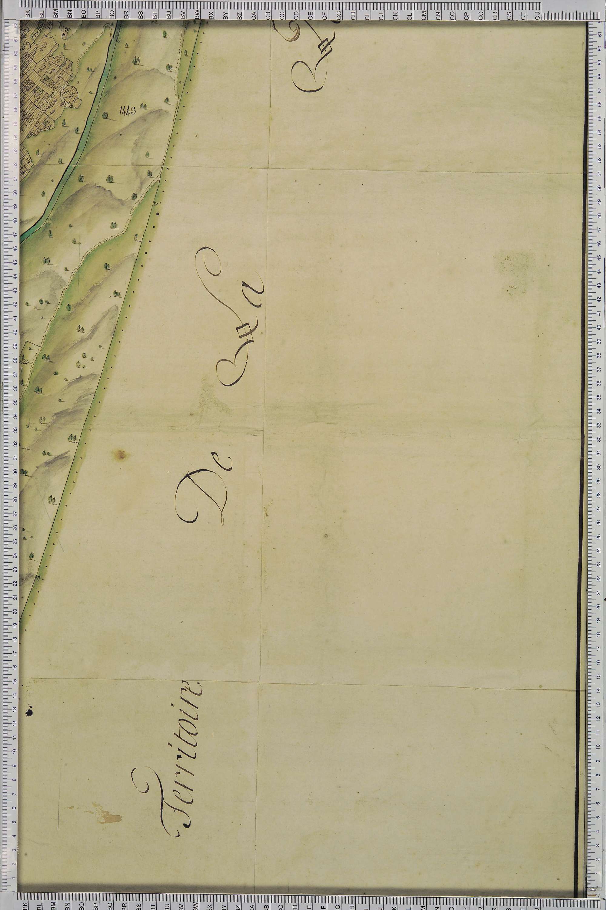La Léchère - Copie de la mappe originale (plan cadastral) de la commune de Notre-Dame-de-Briançon. Signée Cocelli, directeur de la péréquation générale.