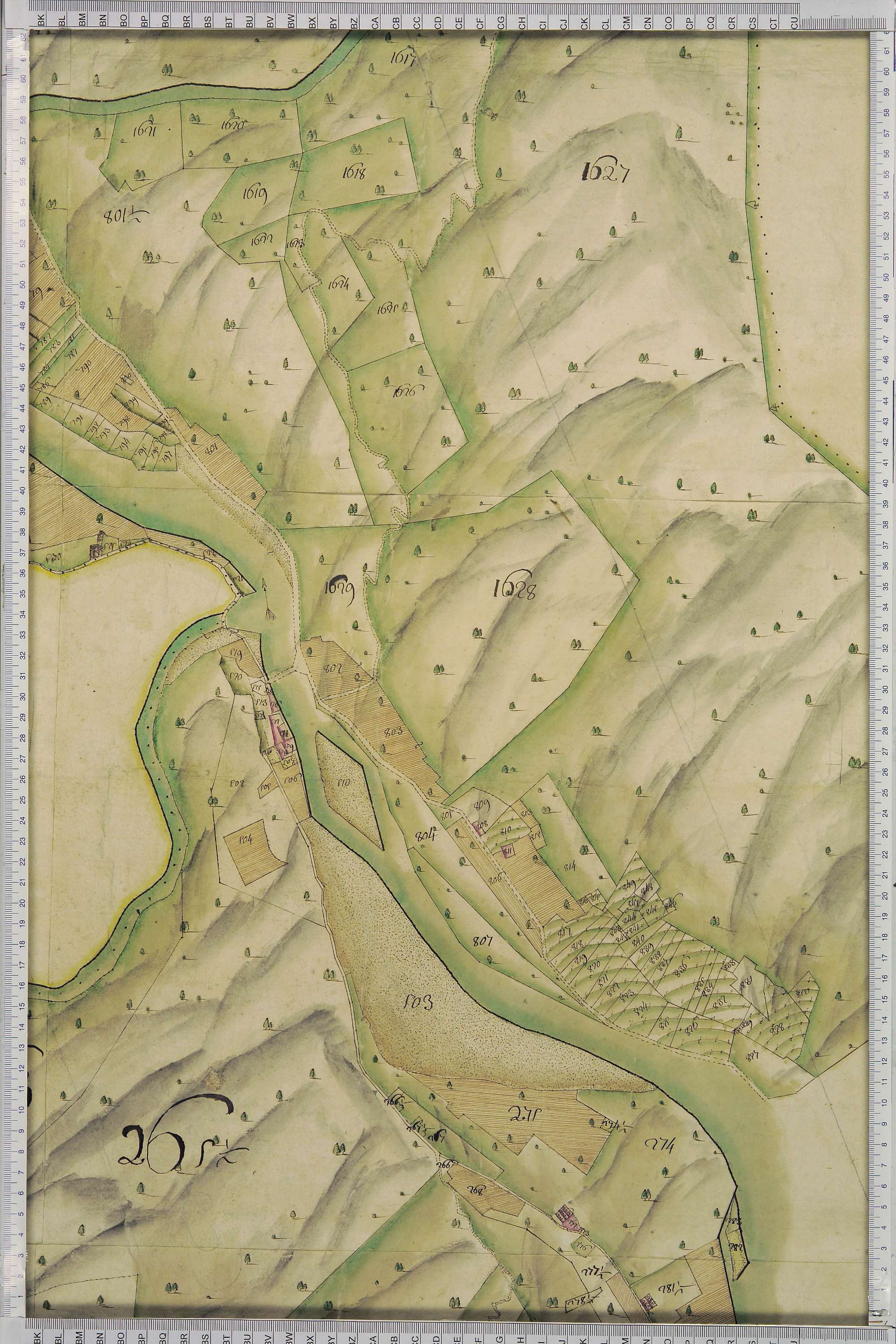 La Léchère - Copie de la mappe originale (plan cadastral) de la commune de Notre-Dame-de-Briançon. Signée Cocelli, directeur de la péréquation générale.