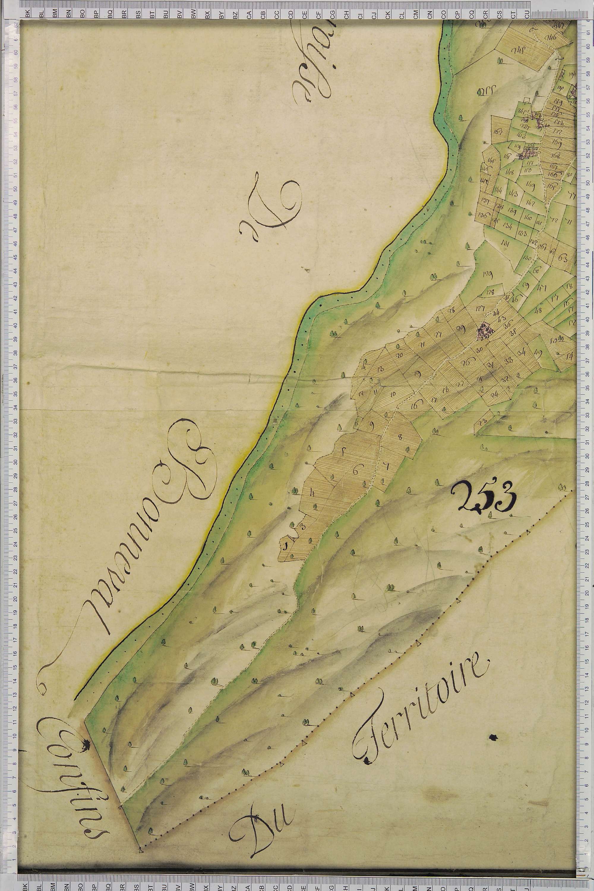 La Léchère - Copie de la mappe originale (plan cadastral) de la commune de Notre-Dame-de-Briançon. Signée Cocelli, directeur de la péréquation générale.