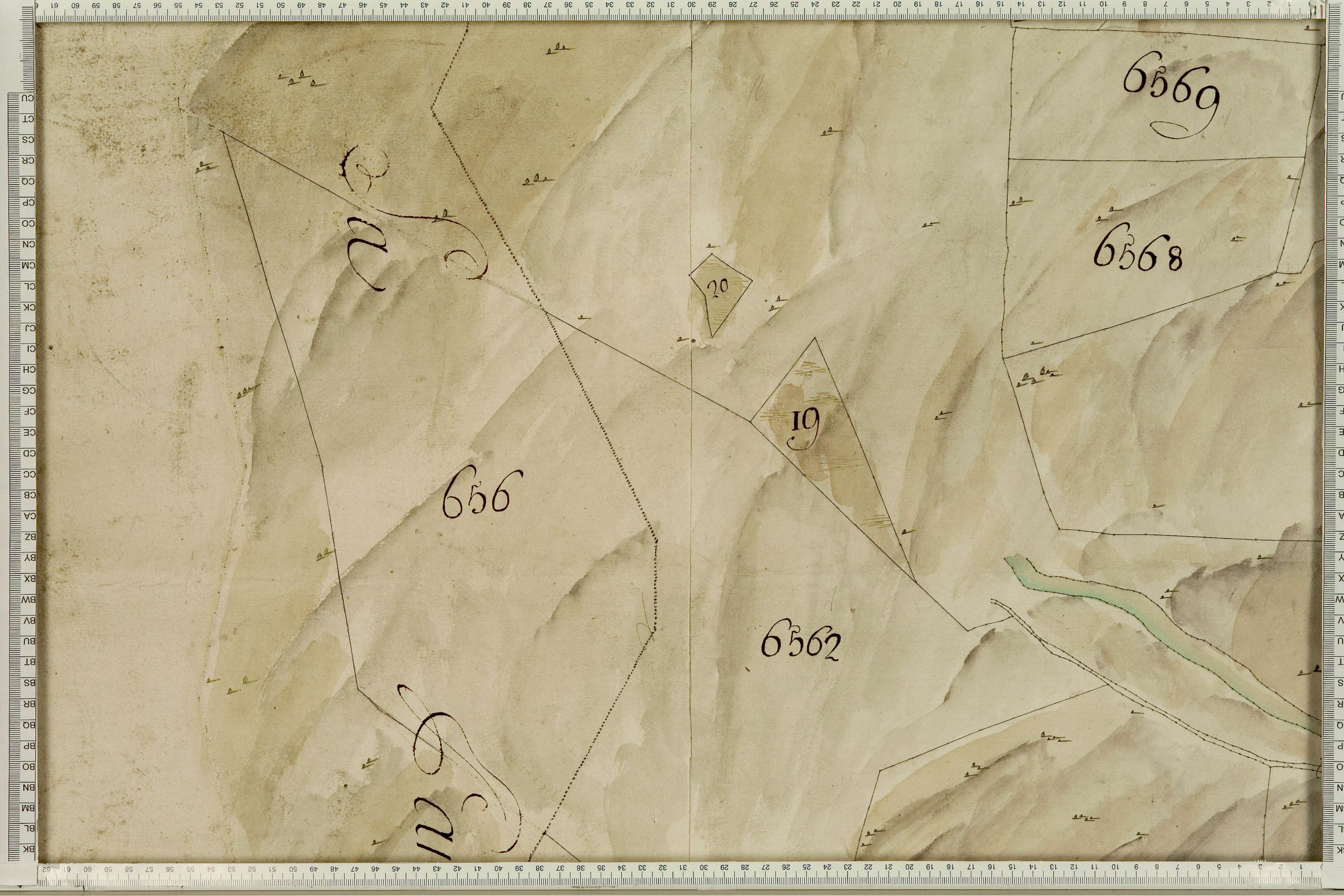 La Léchère - Copie de la mappe originale (plan cadastral) de la commune de Pussy. Signée Cocelli, directeur de la péréquation.