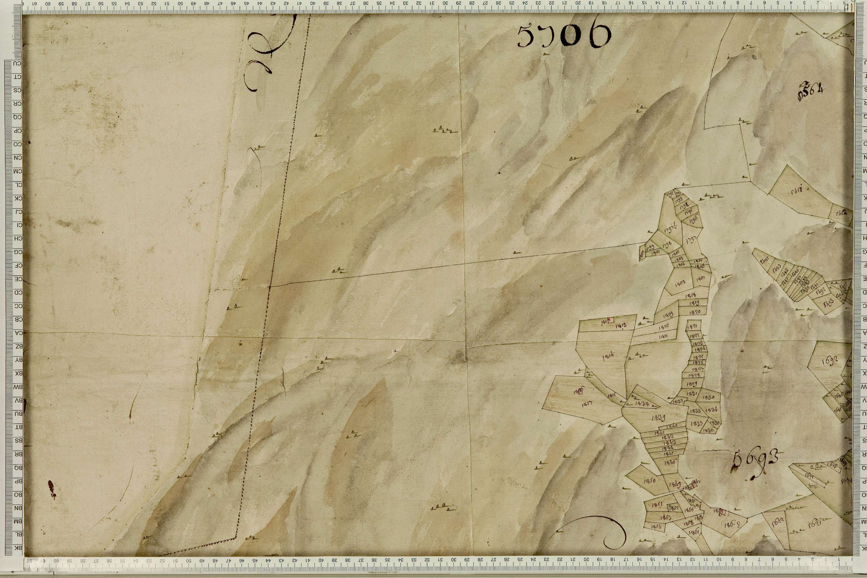 La Léchère - Copie de la mappe originale (plan cadastral) de la commune de Pussy. Signée Cocelli, directeur de la péréquation.