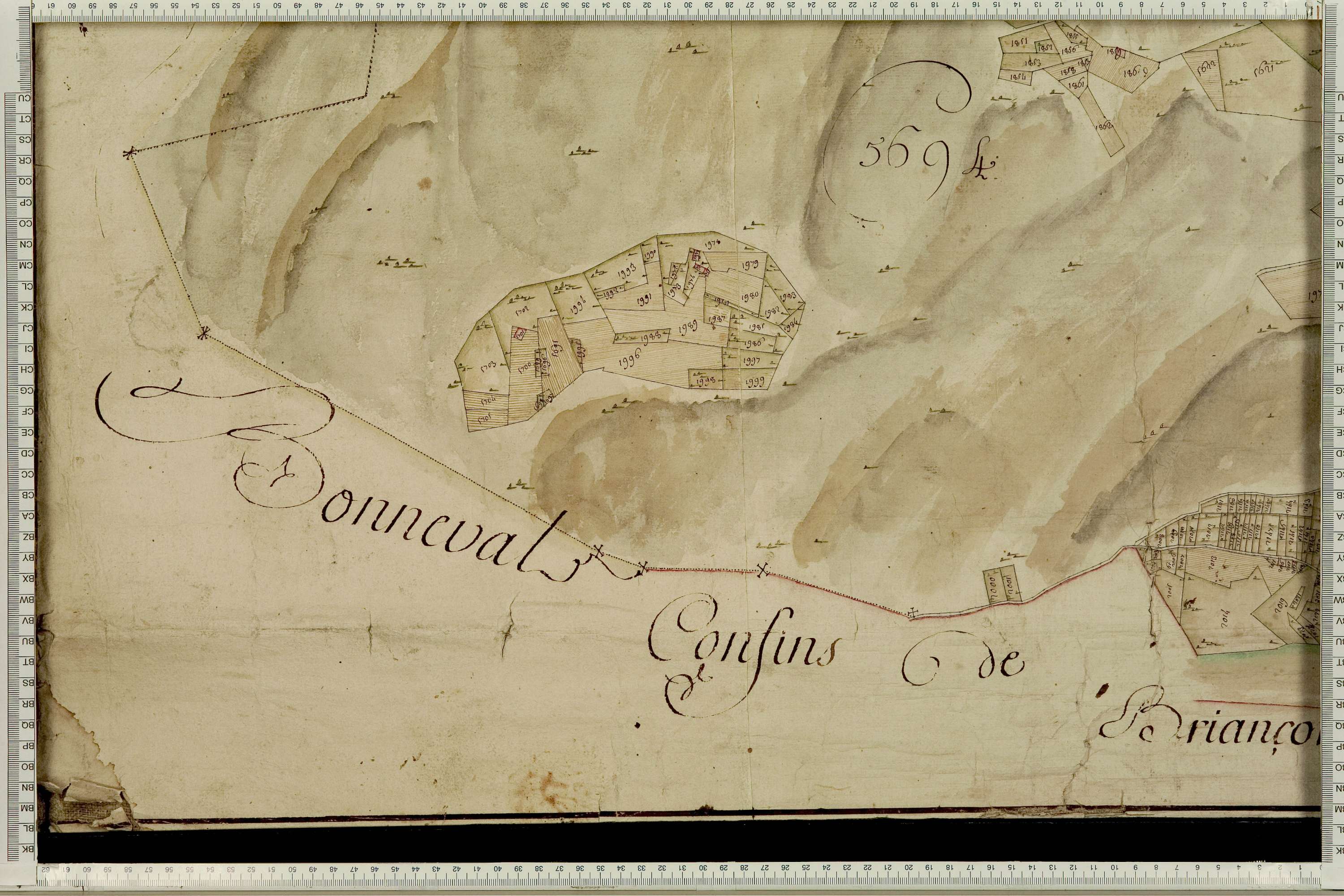 La Léchère - Copie de la mappe originale (plan cadastral) de la commune de Pussy. Signée Cocelli, directeur de la péréquation.