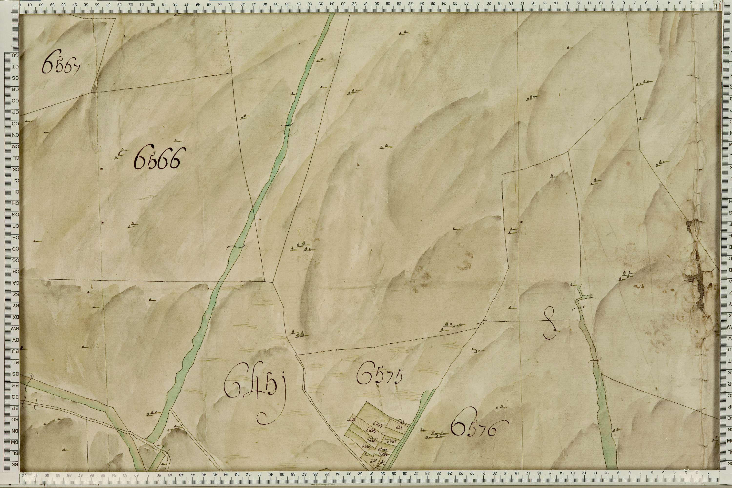La Léchère - Copie de la mappe originale (plan cadastral) de la commune de Pussy. Signée Cocelli, directeur de la péréquation.