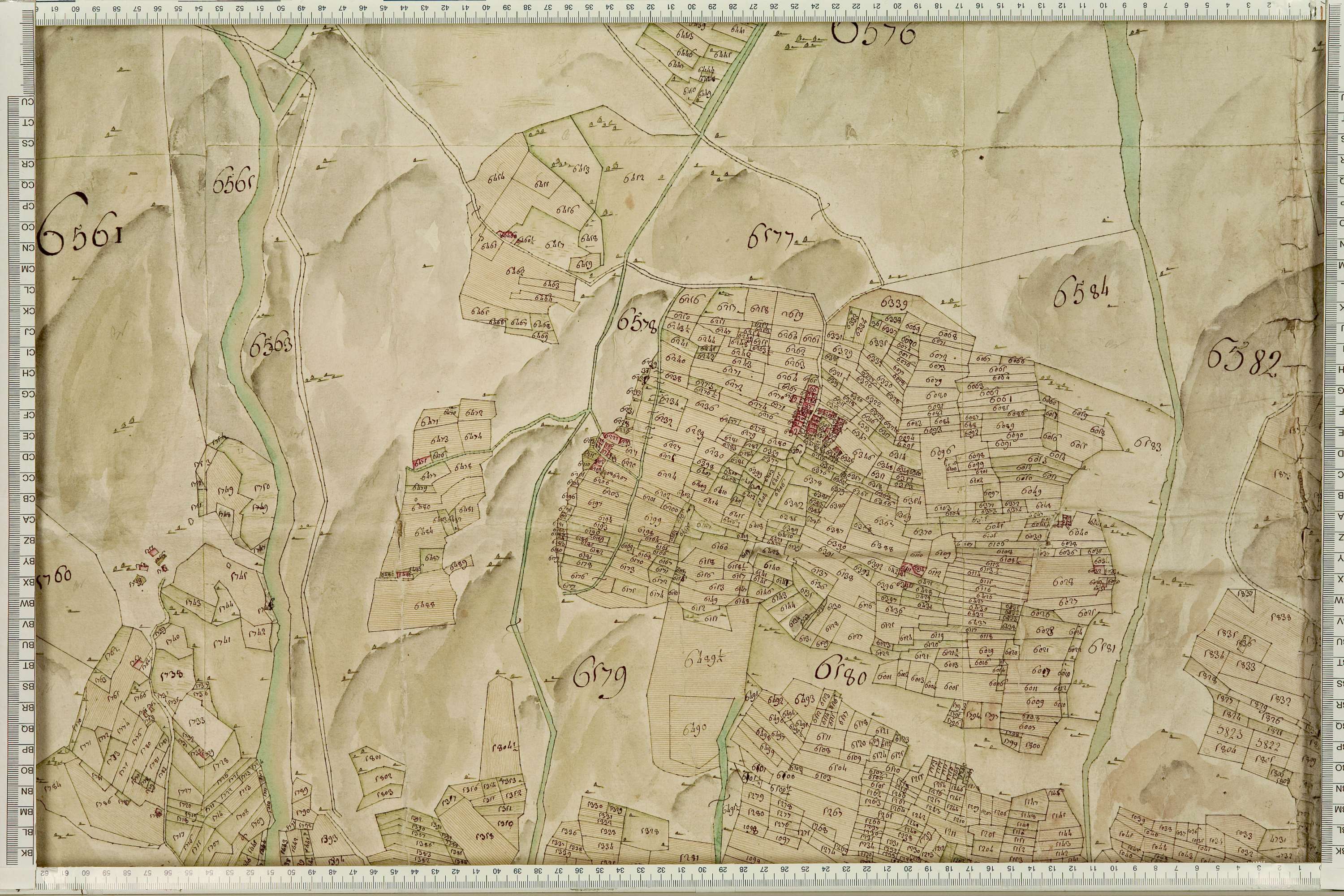La Léchère - Copie de la mappe originale (plan cadastral) de la commune de Pussy. Signée Cocelli, directeur de la péréquation.