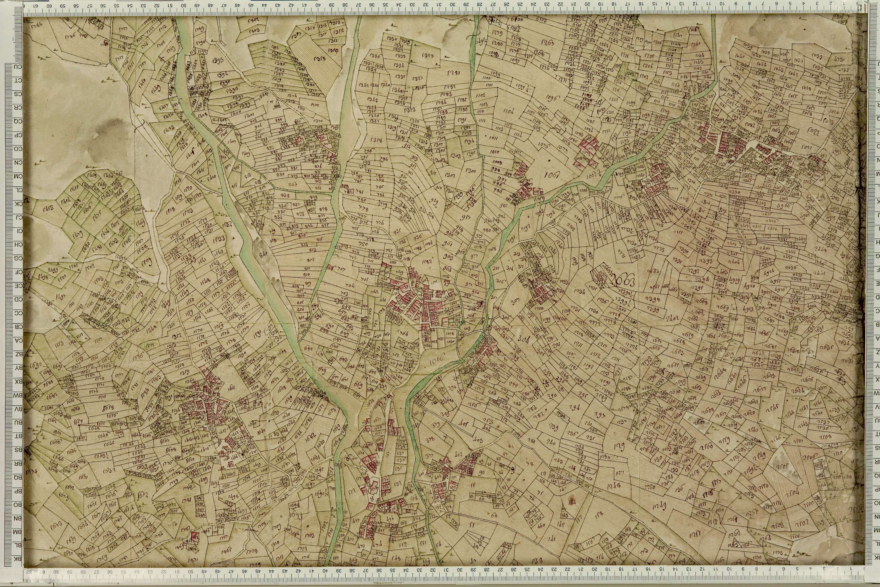 La Léchère - Copie de la mappe originale (plan cadastral) de la commune de Pussy. Signée Cocelli, directeur de la péréquation.