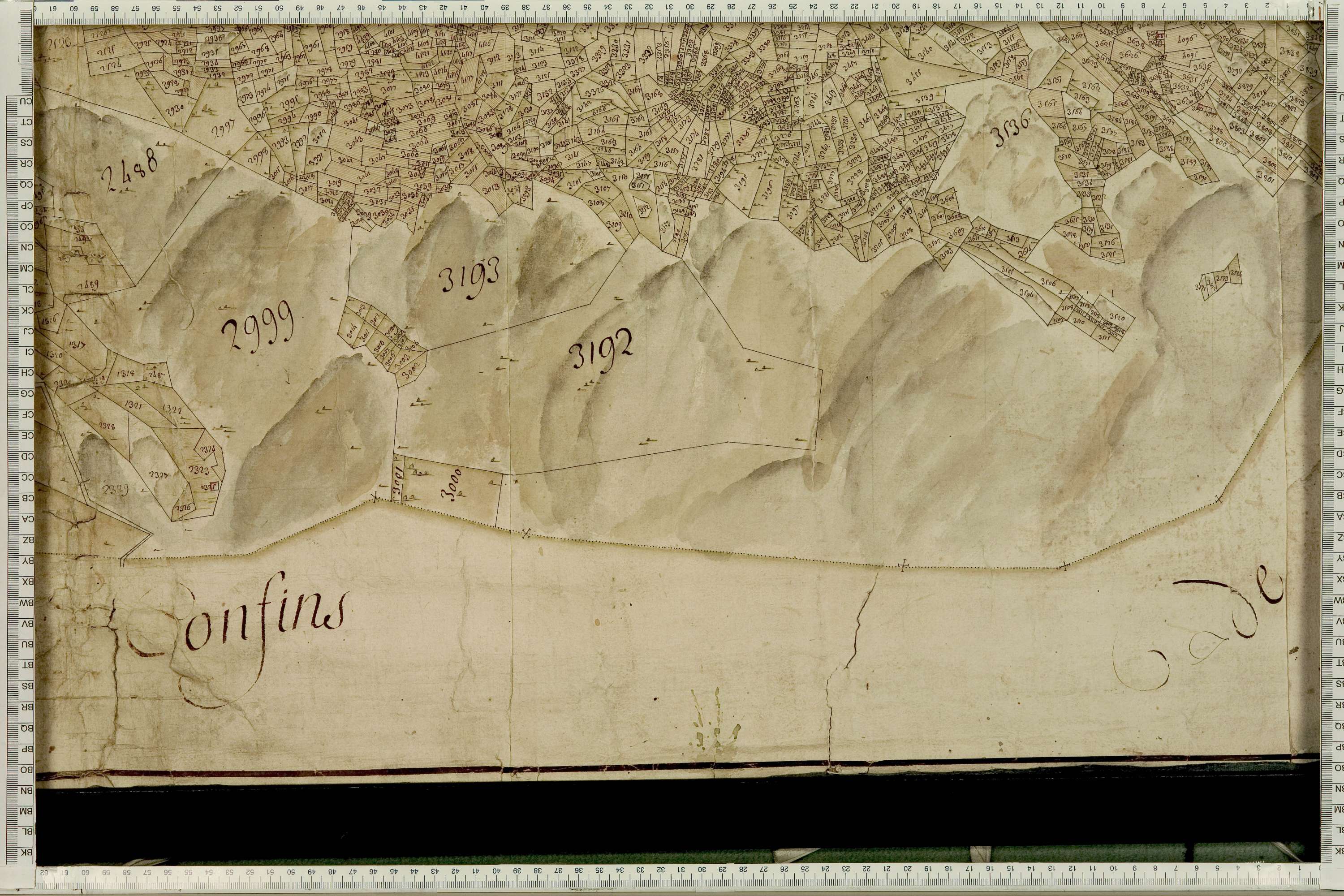 La Léchère - Copie de la mappe originale (plan cadastral) de la commune de Pussy. Signée Cocelli, directeur de la péréquation.