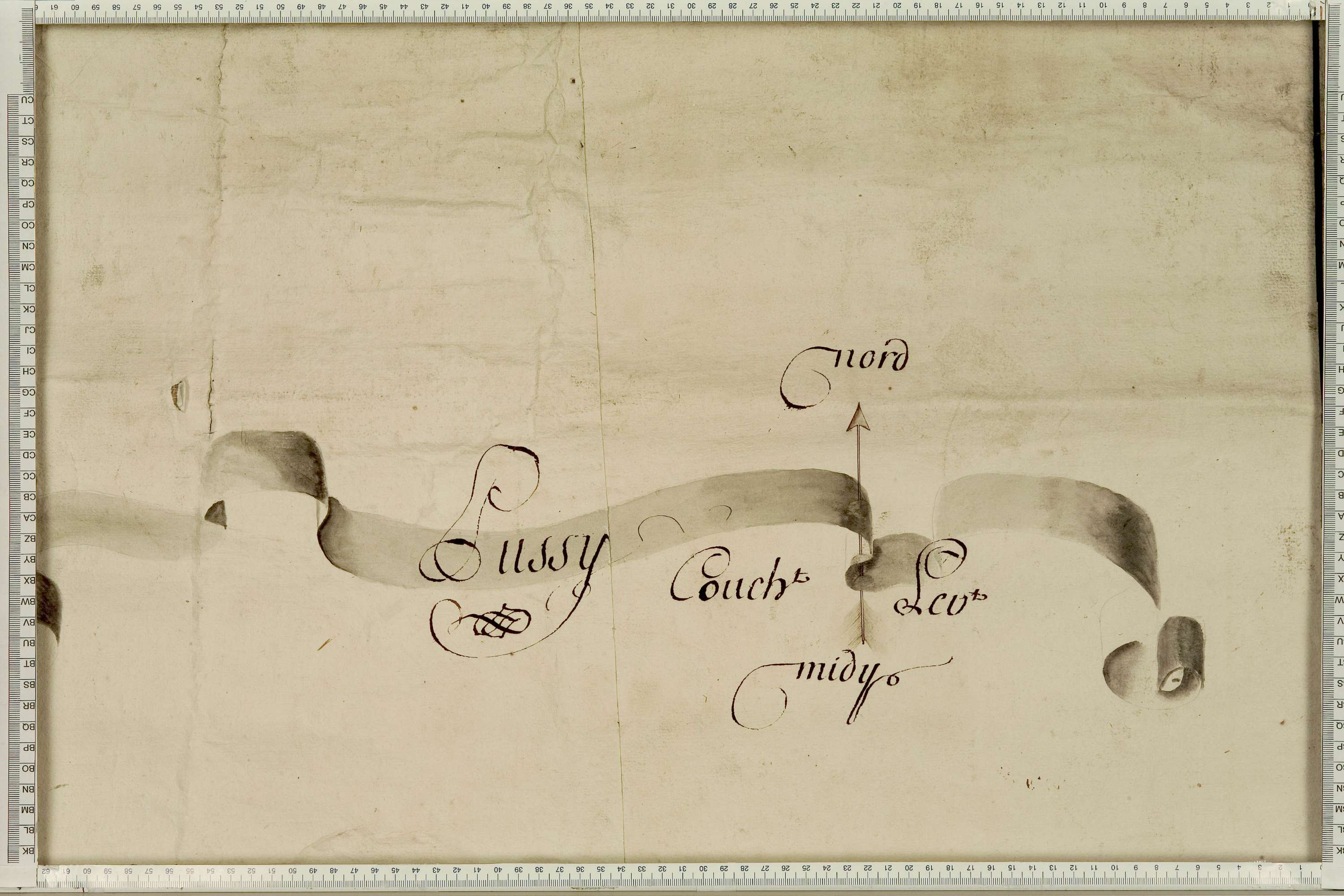 La Léchère - Copie de la mappe originale (plan cadastral) de la commune de Pussy. Signée Cocelli, directeur de la péréquation.