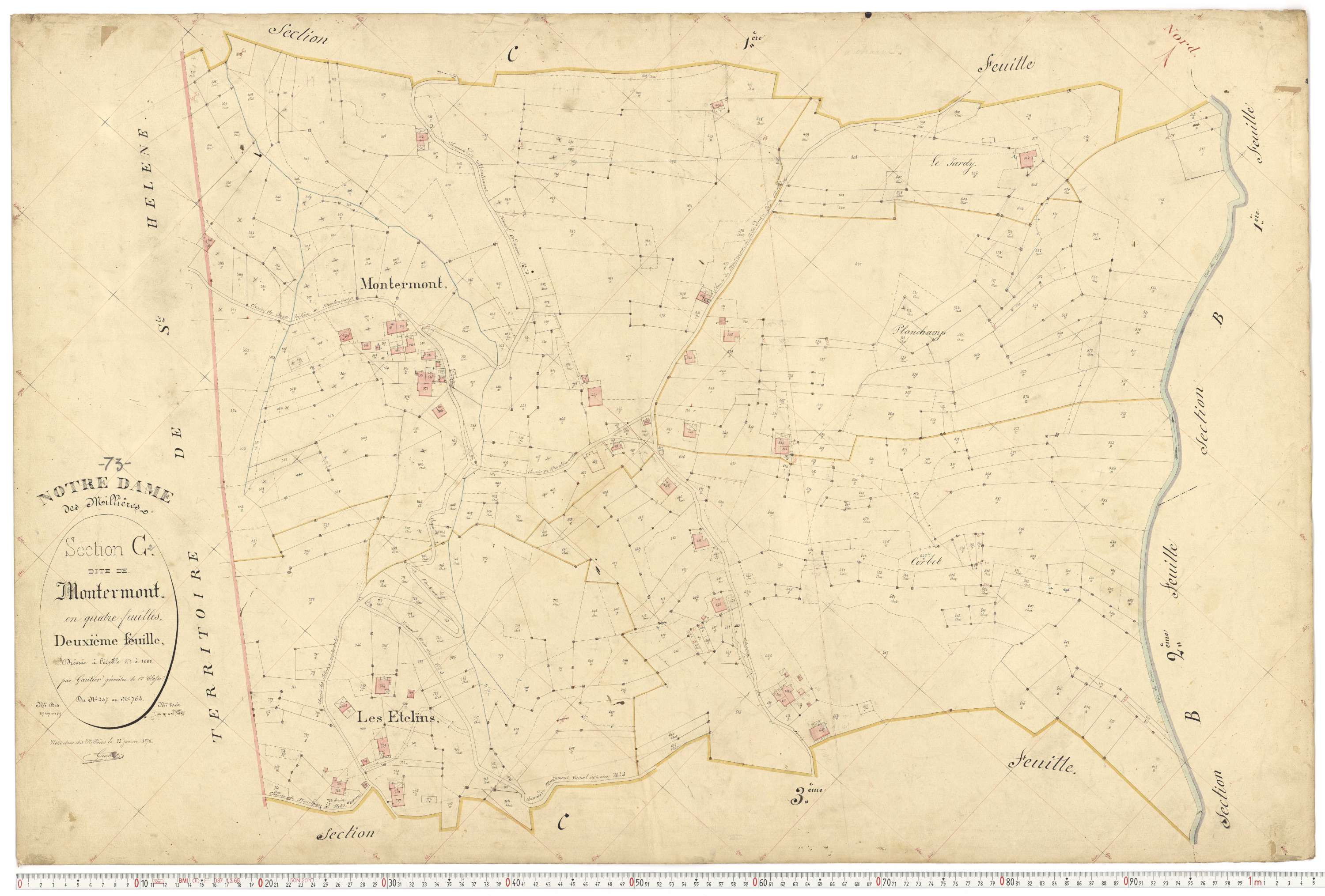 Notre-Dame-des-Millières - Plans cadastraux du premier cadastre français.